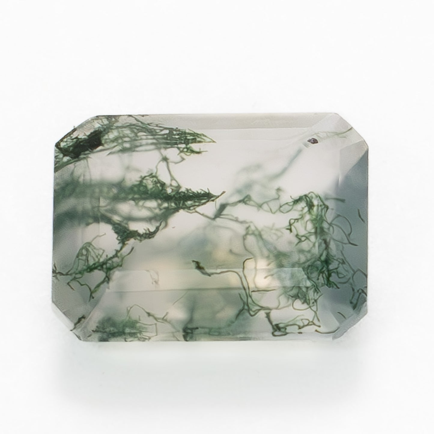 10x8mm Step Cut Green Moss Agate