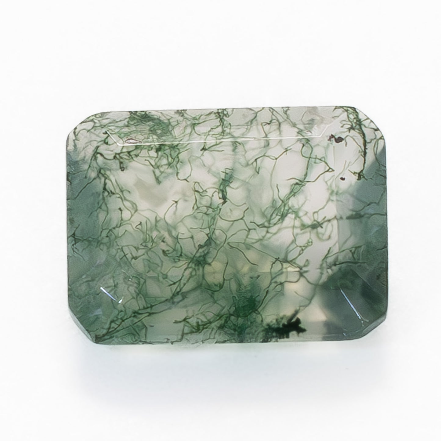 10x8mm Step Cut Green Moss Agate