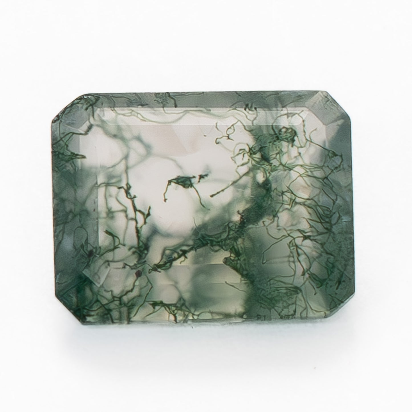 10x8mm Step Cut Green Moss Agate