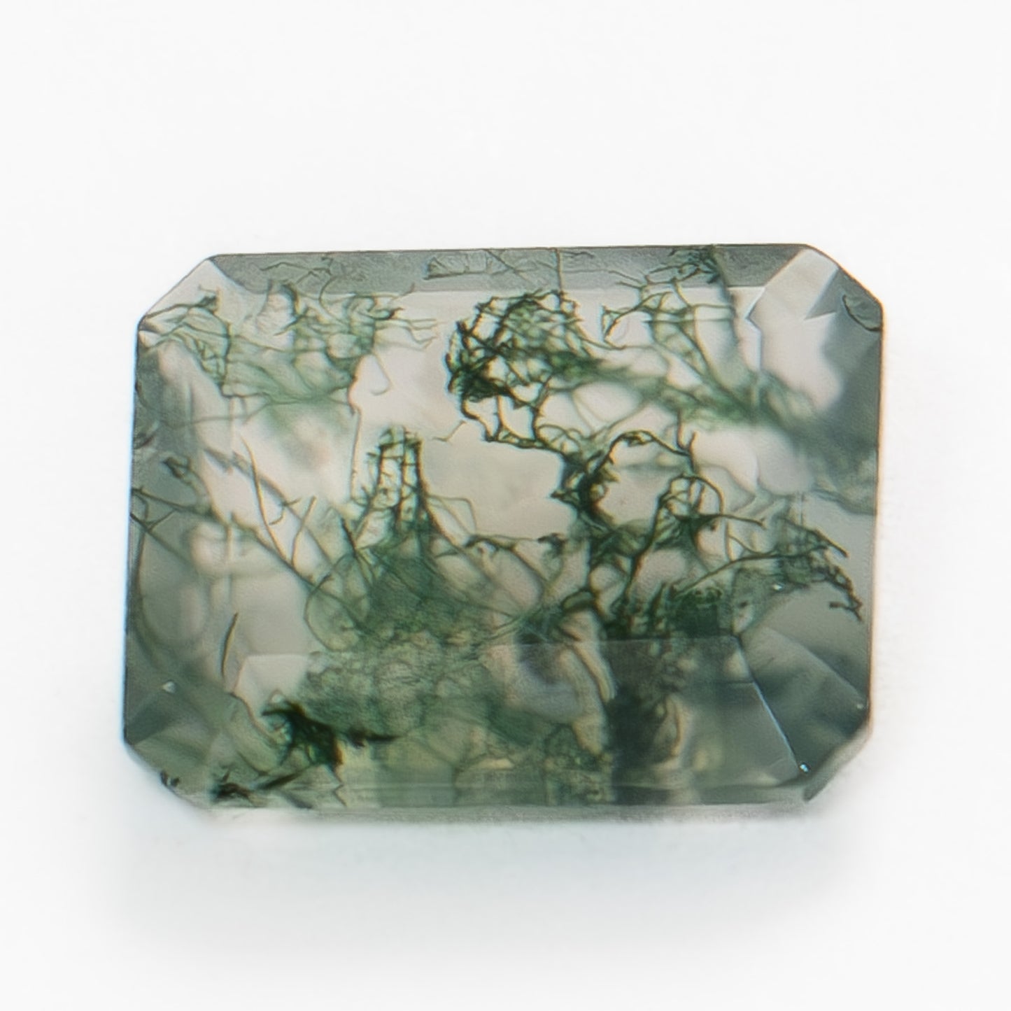 10x8mm Step Cut Green Moss Agate