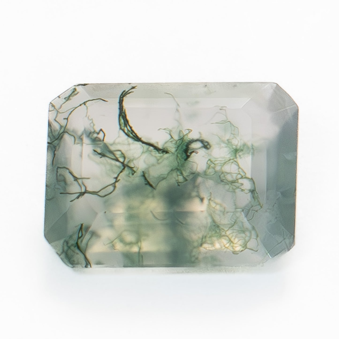 10x8mm Step Cut Green Moss Agate