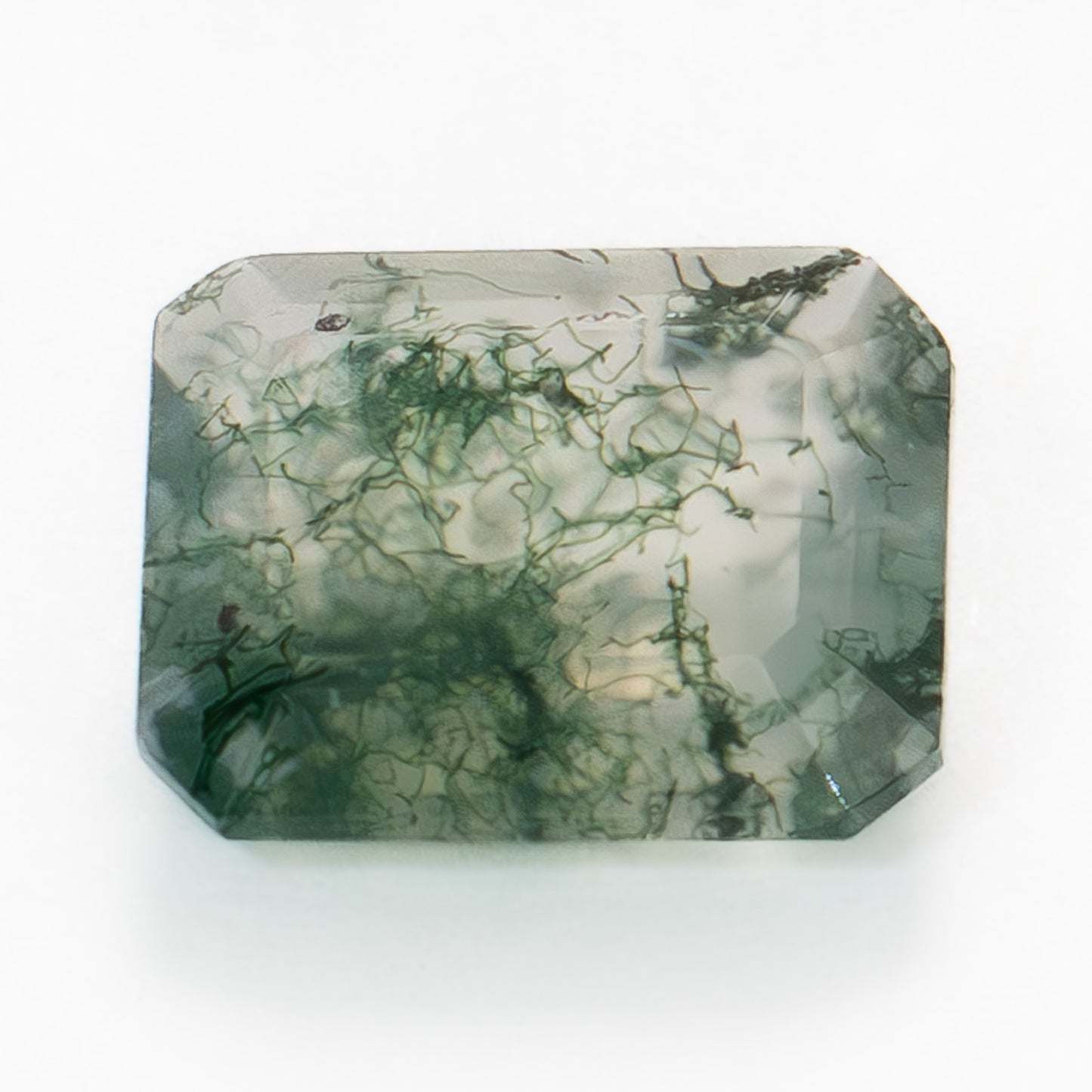 10x8mm Step Cut Green Moss Agate