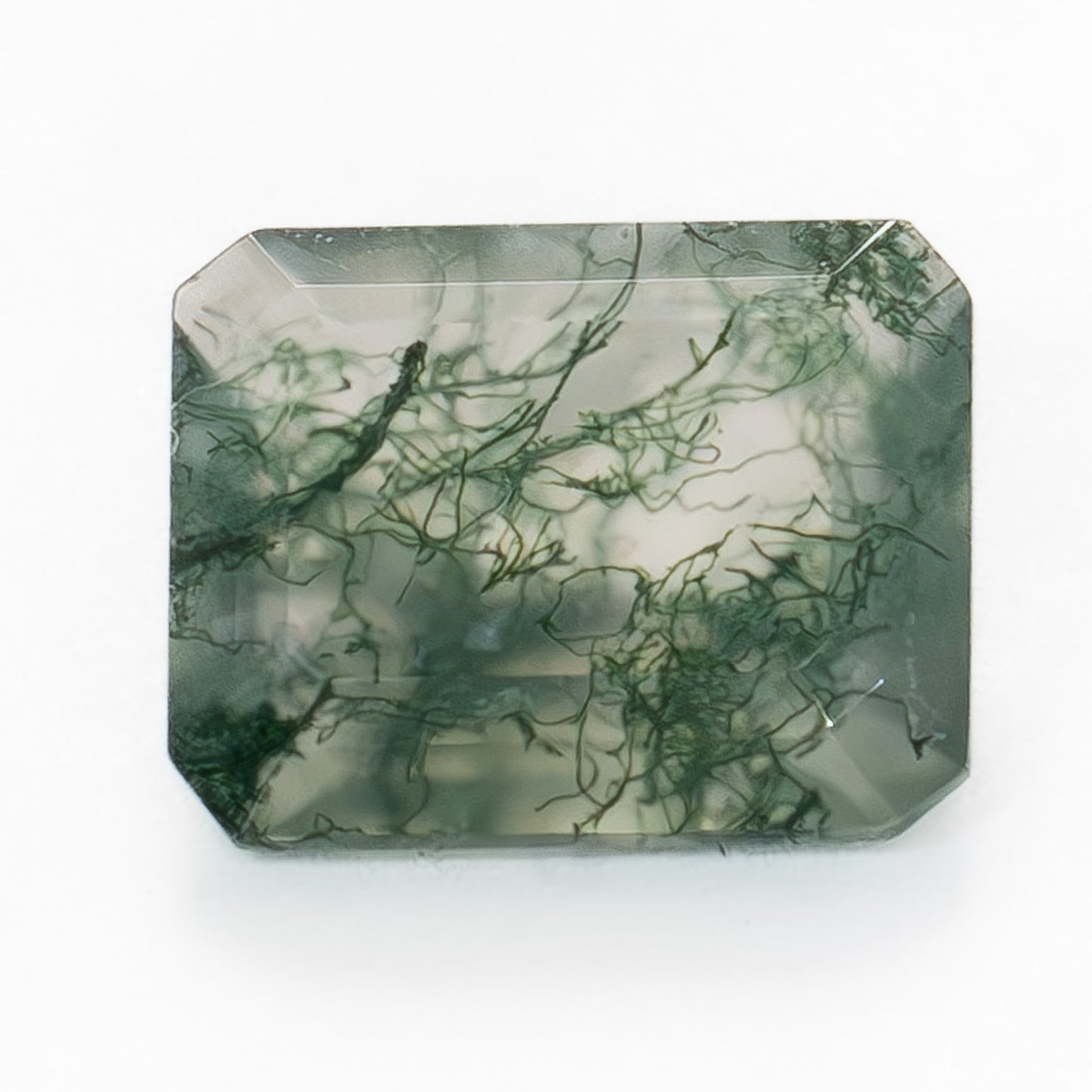 10x8mm Step Cut Green Moss Agate