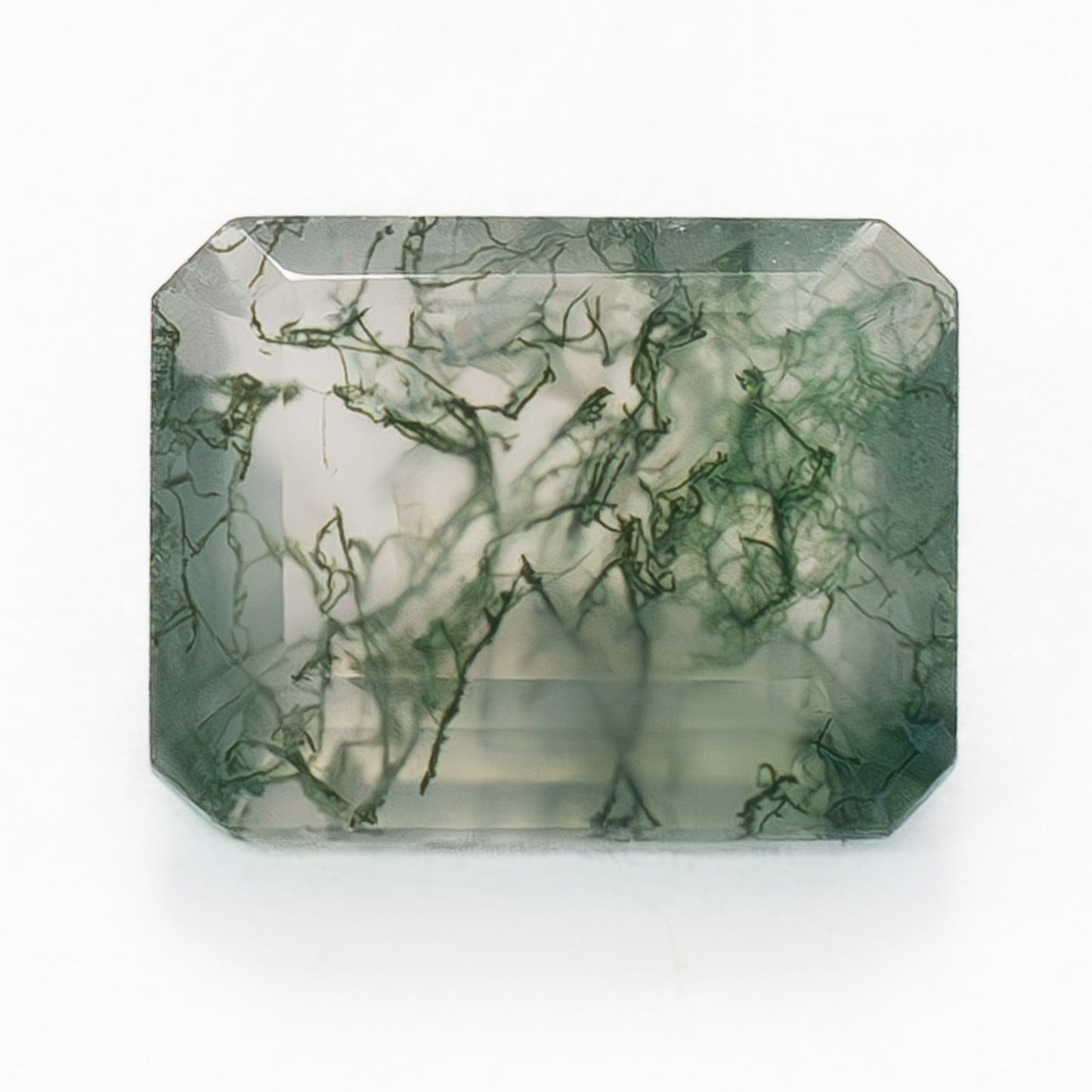 10x8mm Step Cut Green Moss Agate