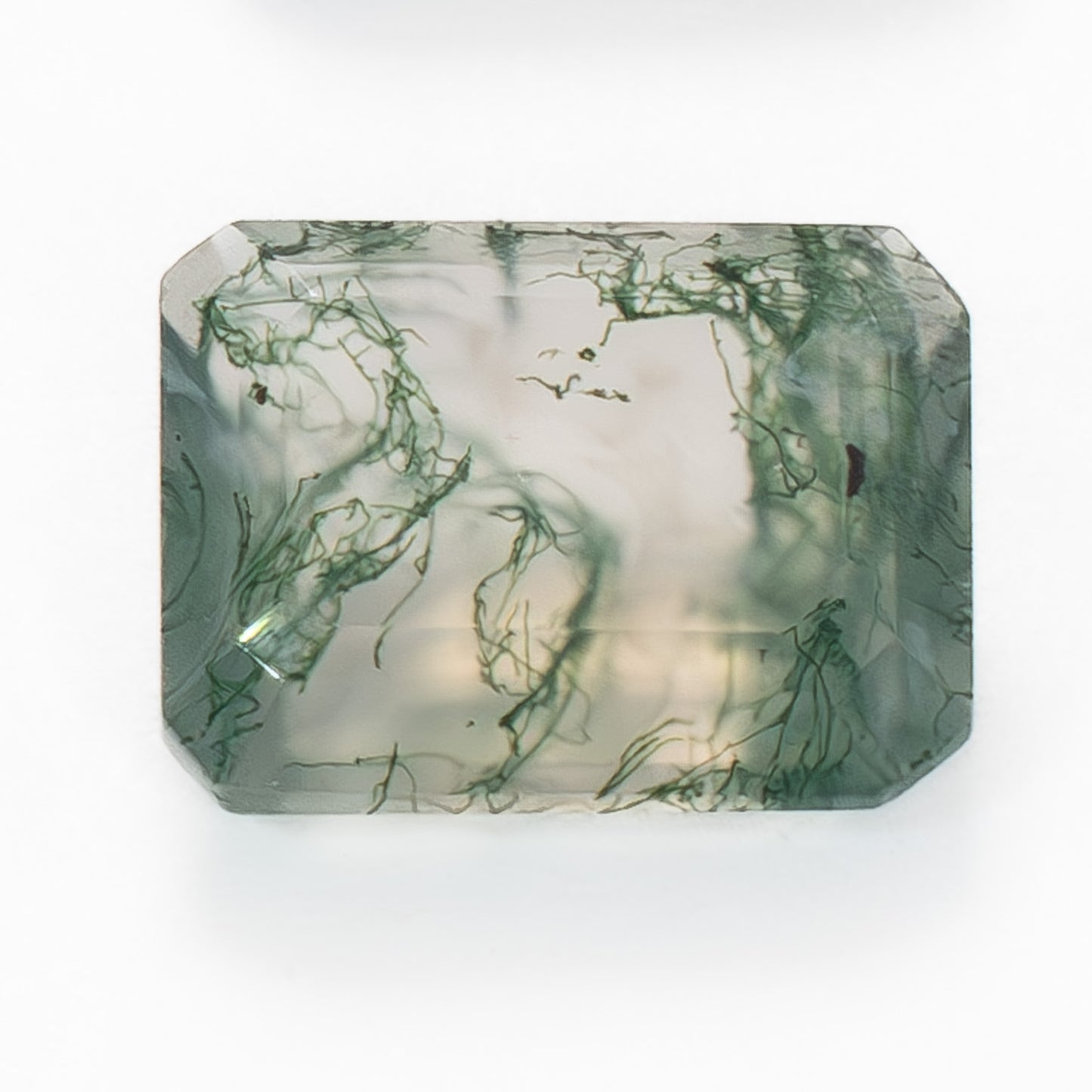 10x8mm Step Cut Green Moss Agate