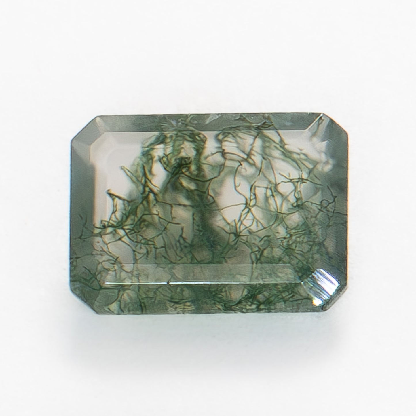 8x6mm Step Cut Green Moss Agate