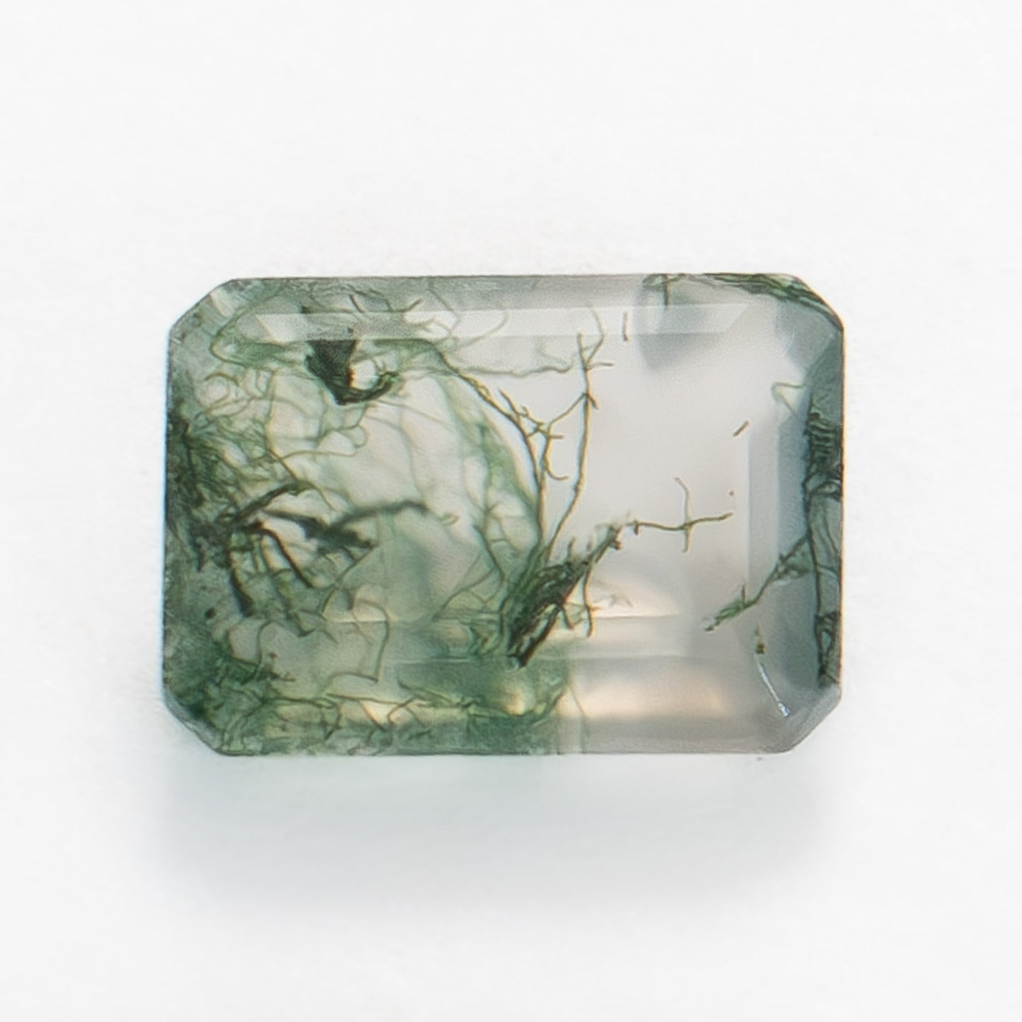 8x6mm Step Cut Green Moss Agate