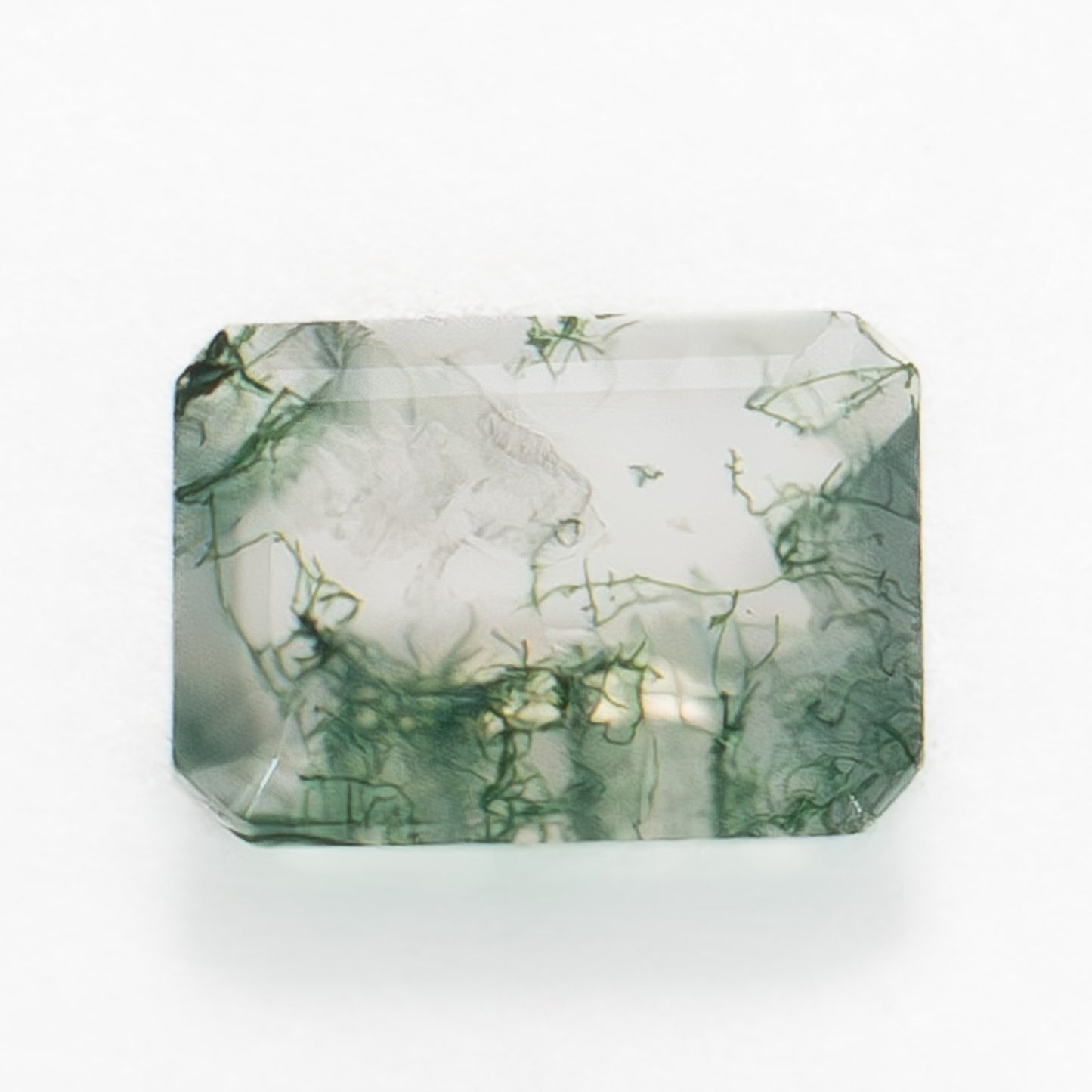 8x6mm Step Cut Green Moss Agate