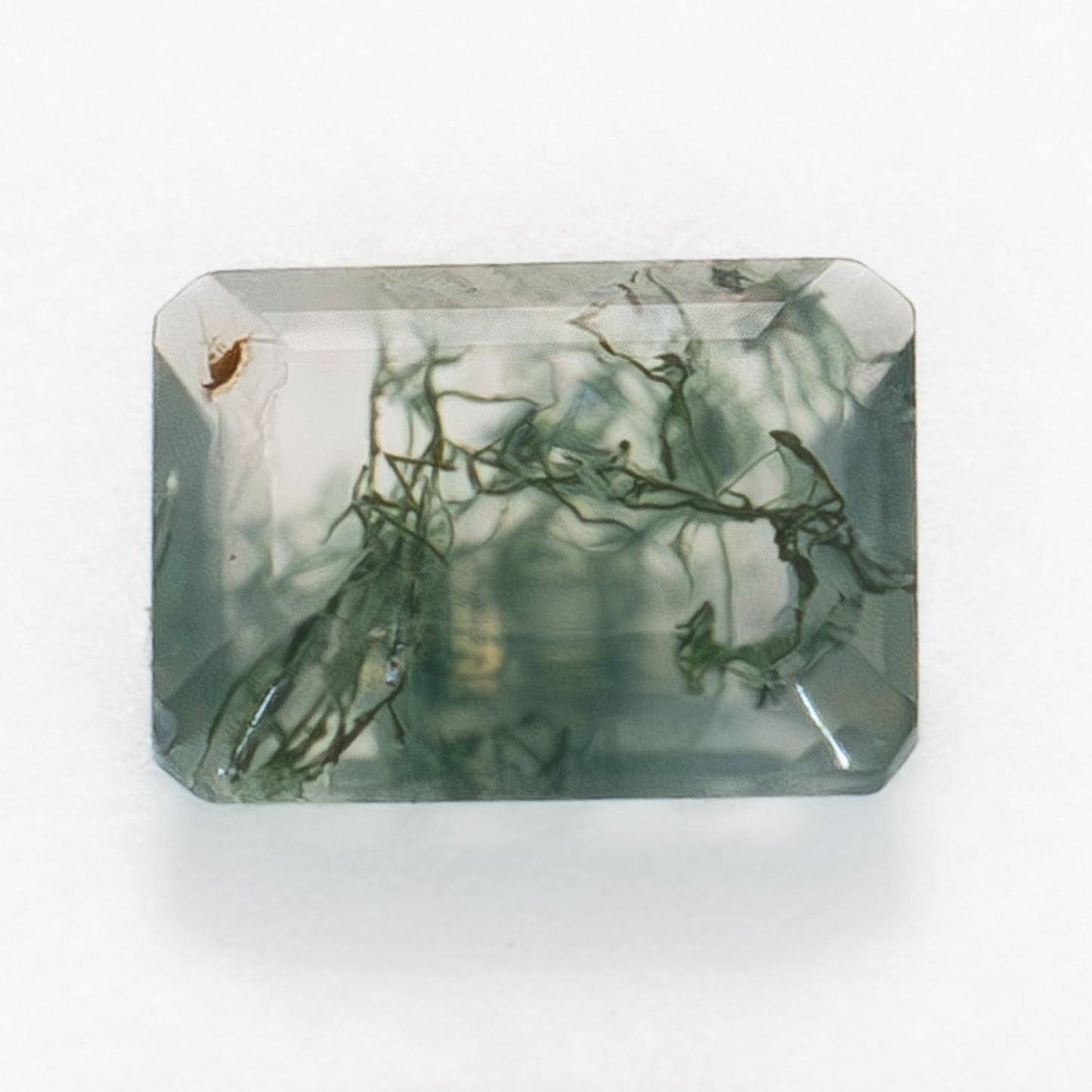 8x6mm Step Cut Green Moss Agate
