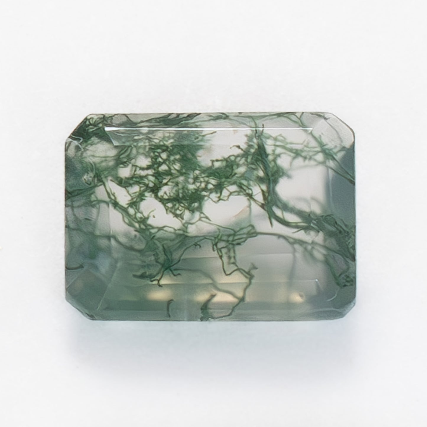 8x6mm Step Cut Green Moss Agate
