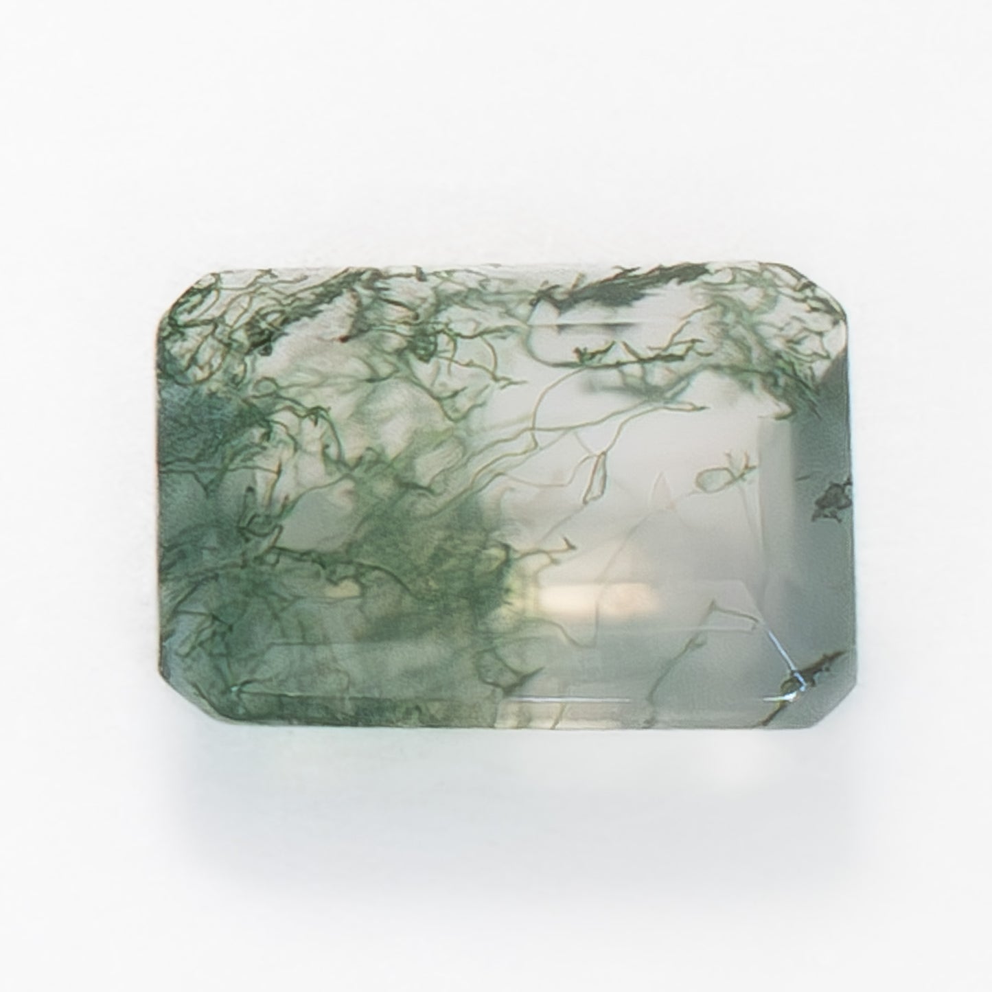 8x6mm Step Cut Green Moss Agate