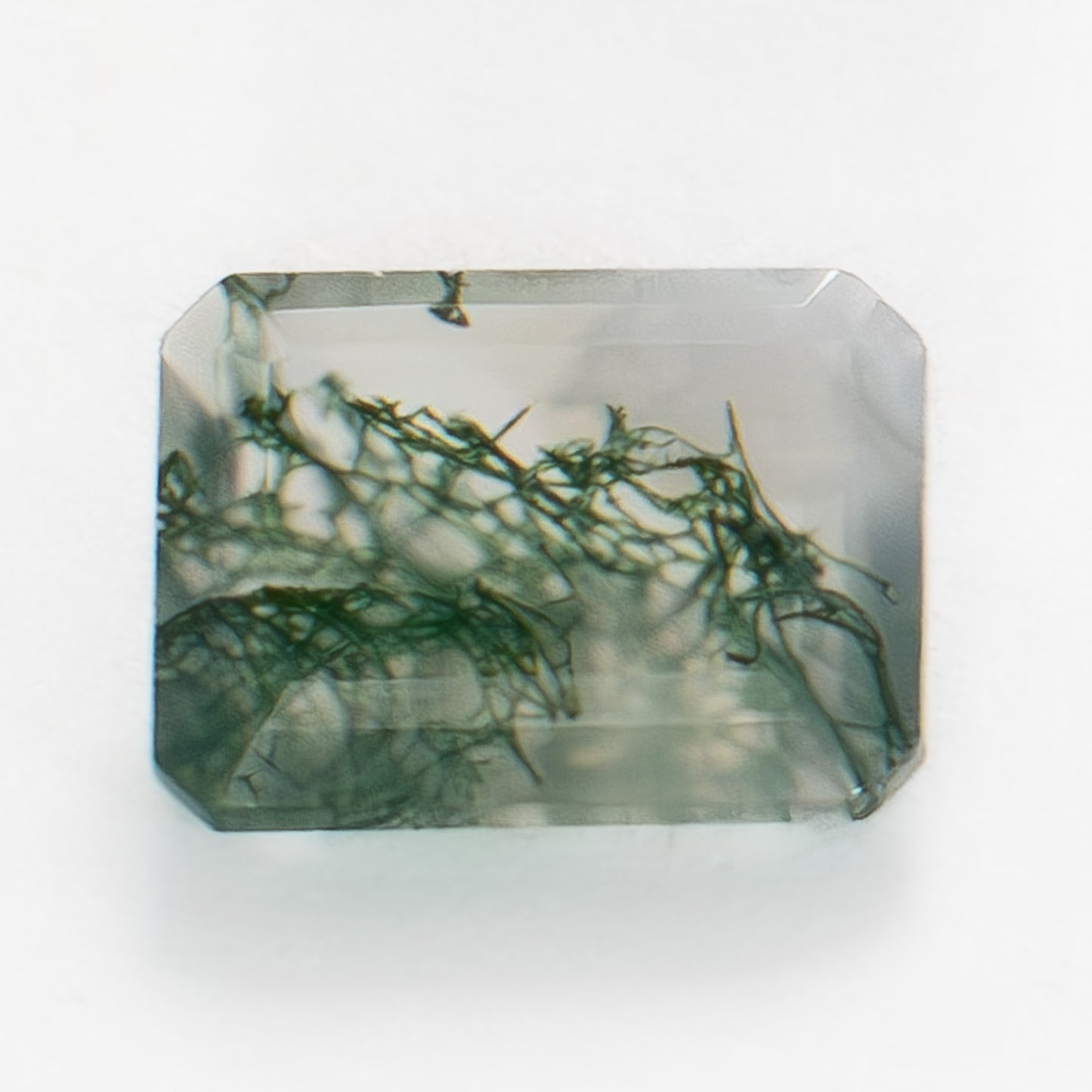 8x6mm Step Cut Green Moss Agate