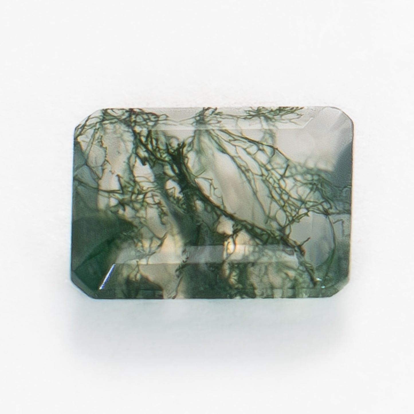 8x6mm Step Cut Green Moss Agate