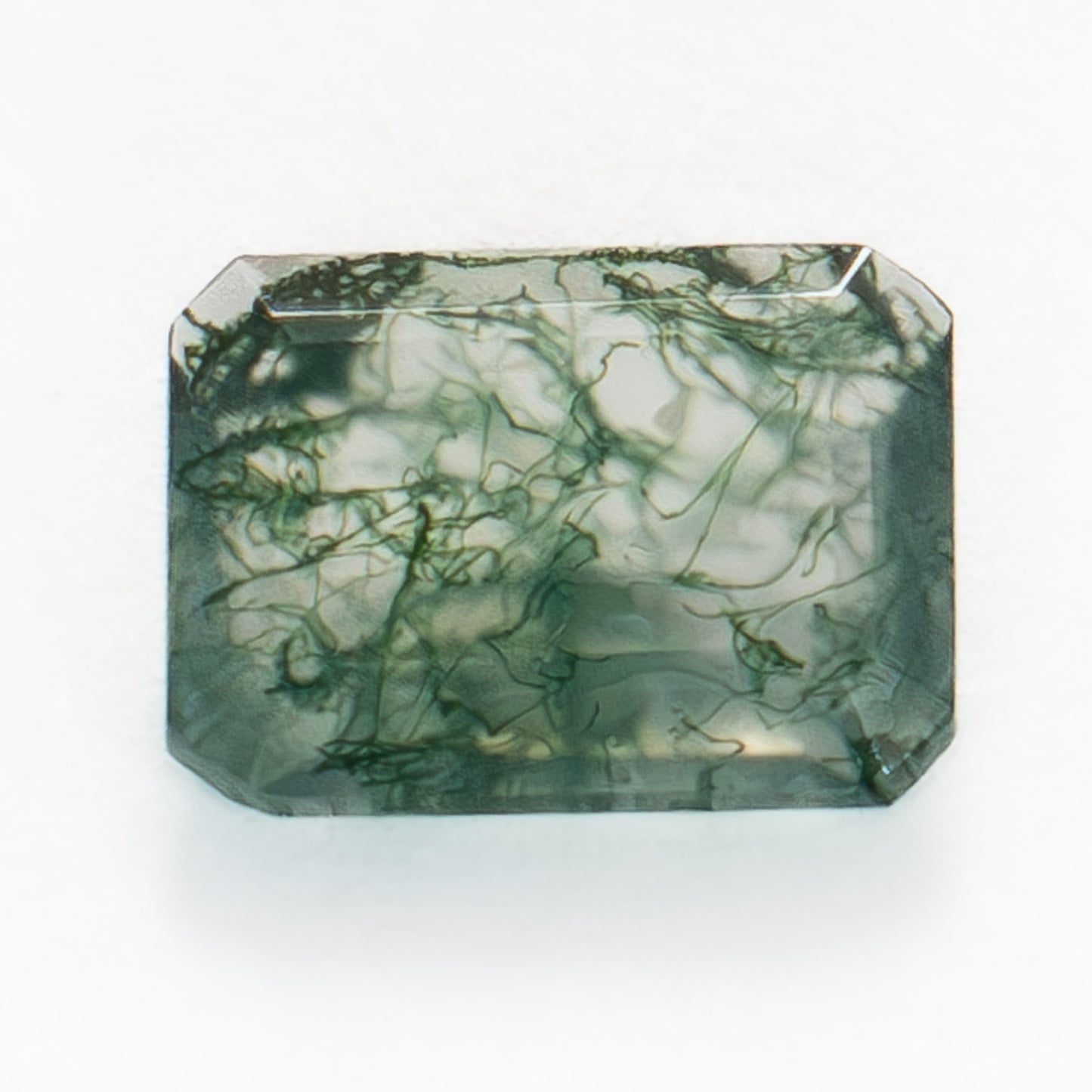 8x6mm Step Cut Green Moss Agate