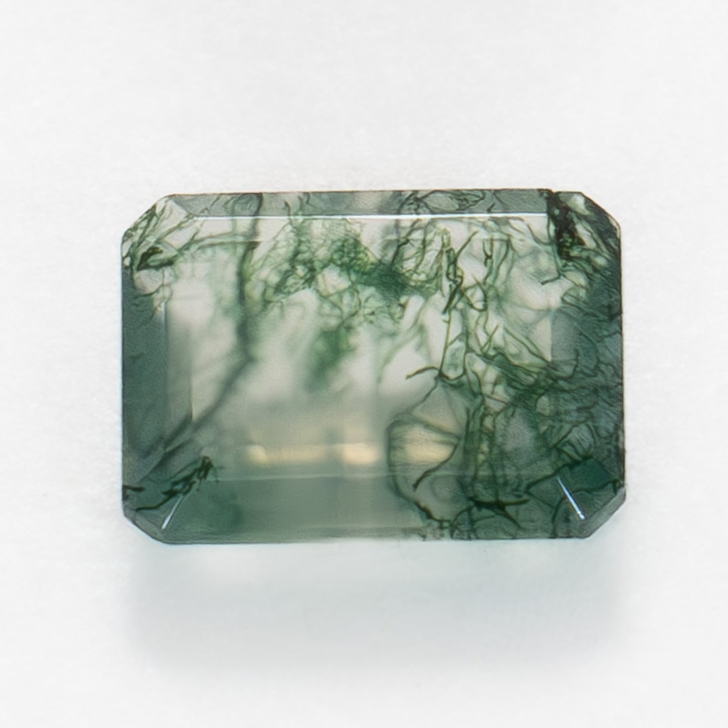 8x6mm Step Cut Green Moss Agate