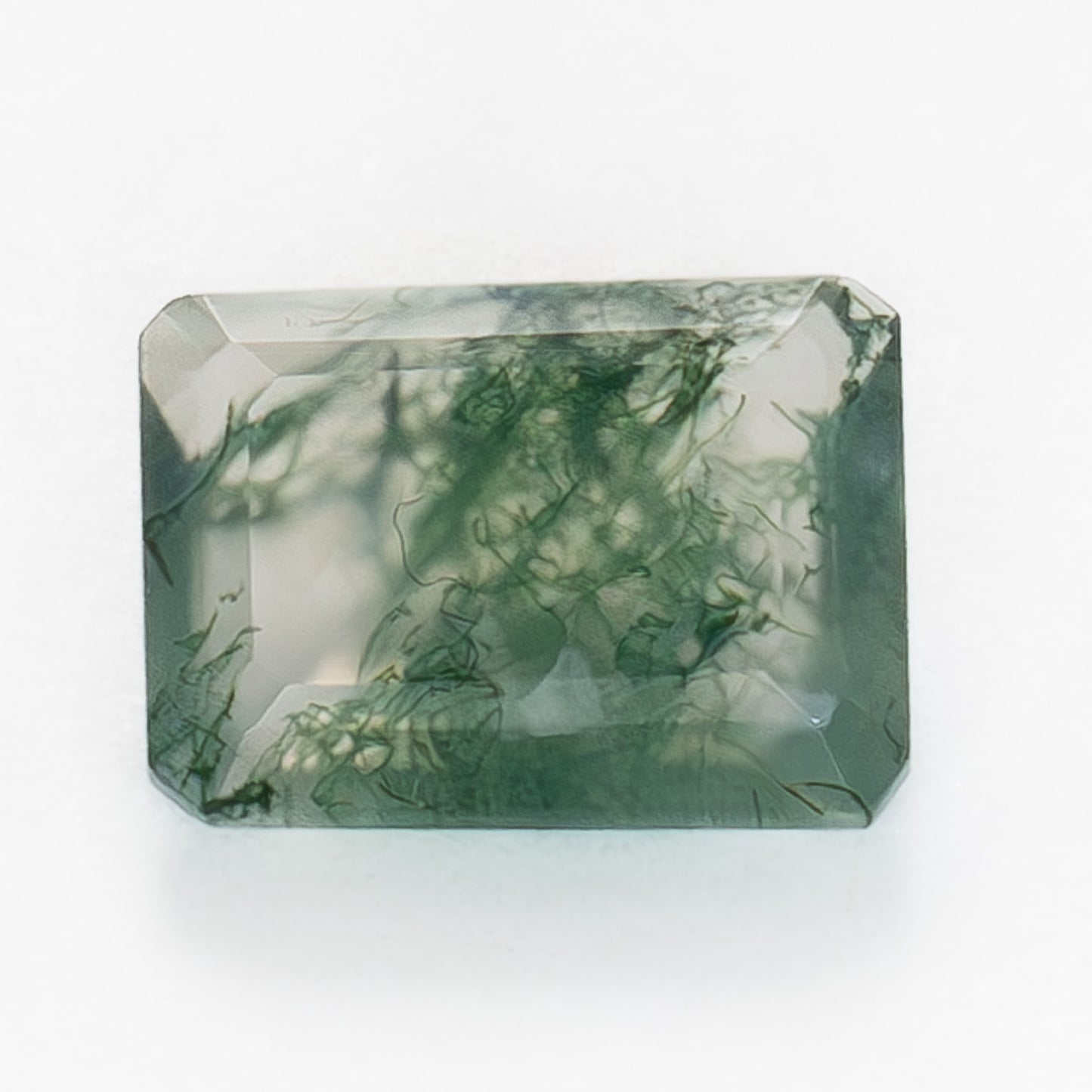 8x6mm Step Cut Green Moss Agate