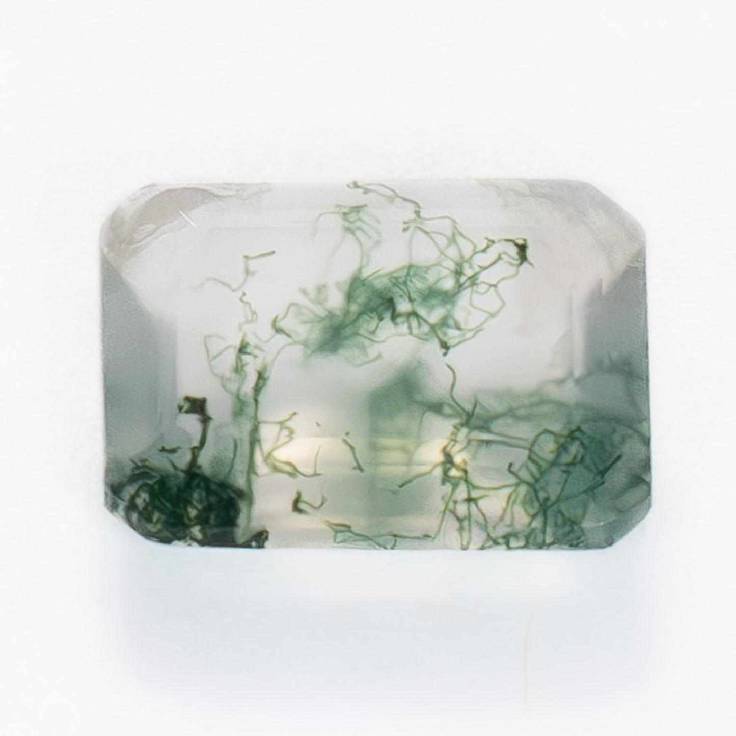 8x6mm Step Cut Green Moss Agate