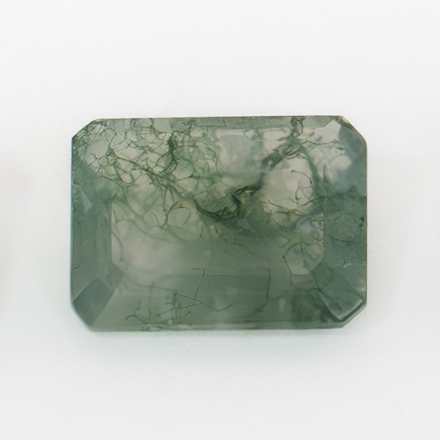 9x7mm Step Cut Green Moss Agate