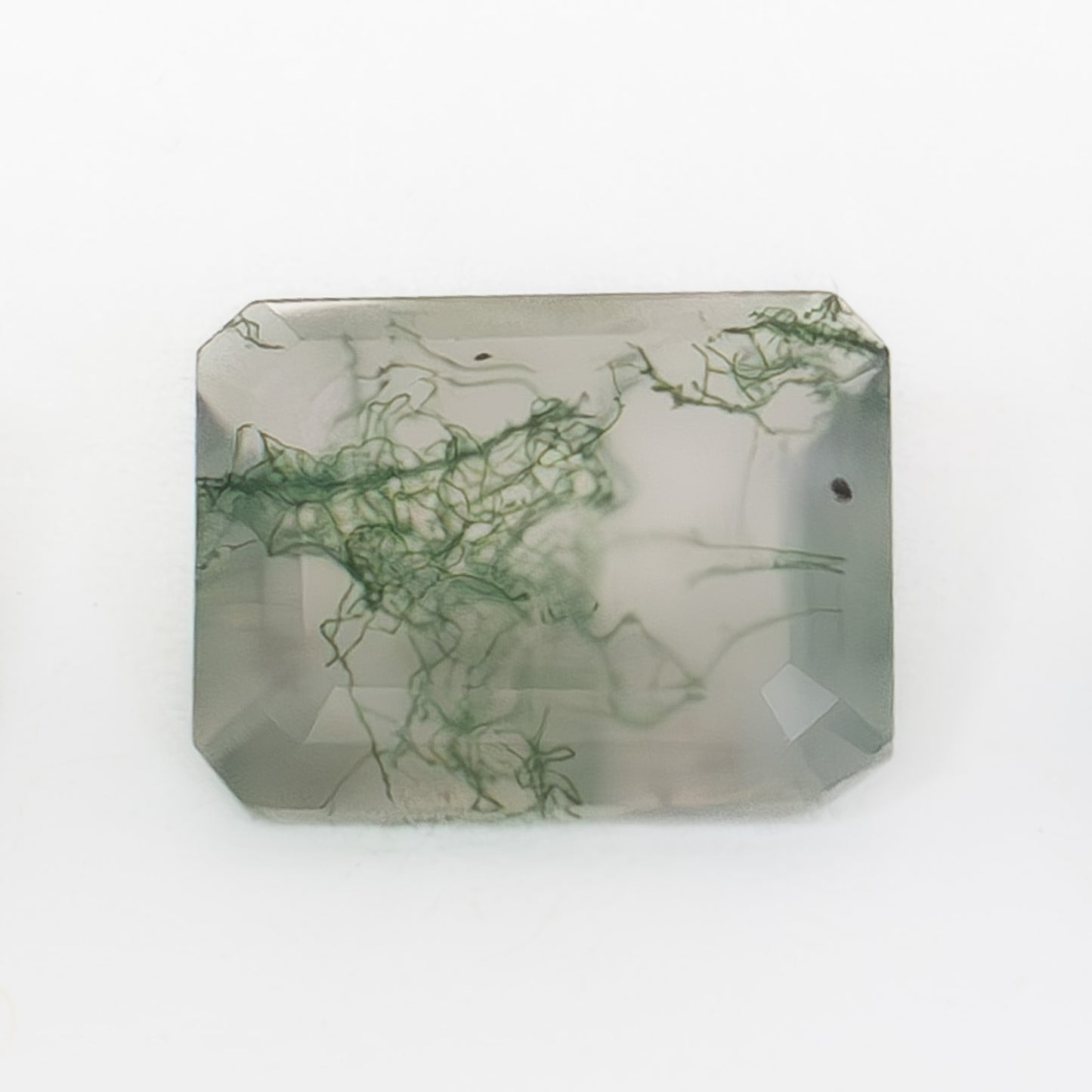9x7mm Step Cut Green Moss Agate