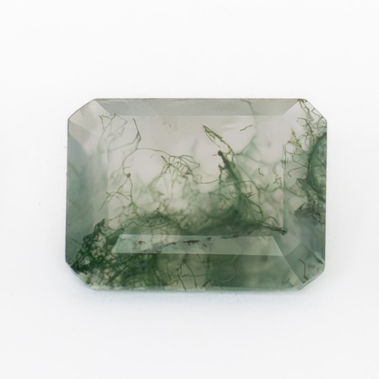 9x7mm Step Cut Green Moss Agate