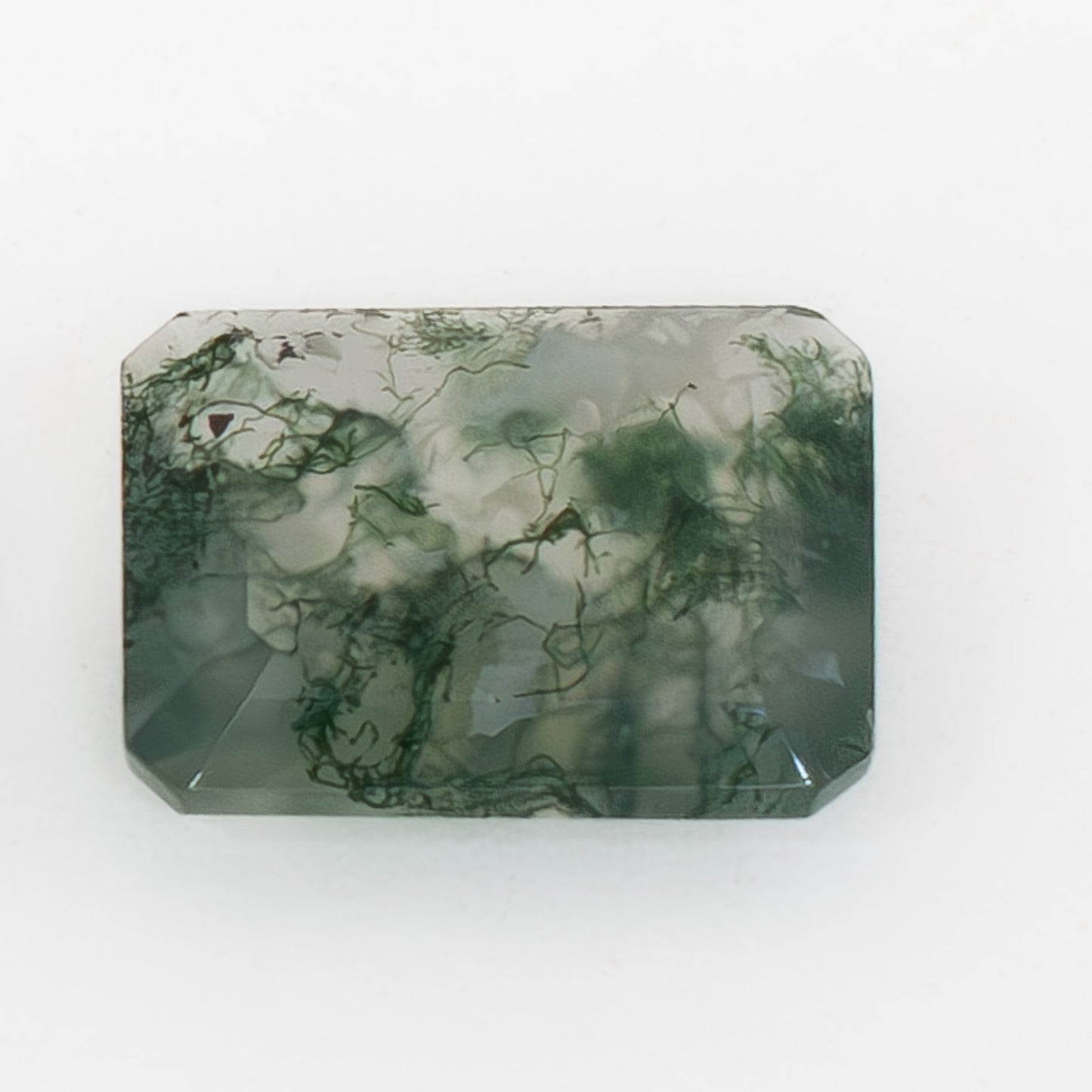 9x7mm Step Cut Green Moss Agate