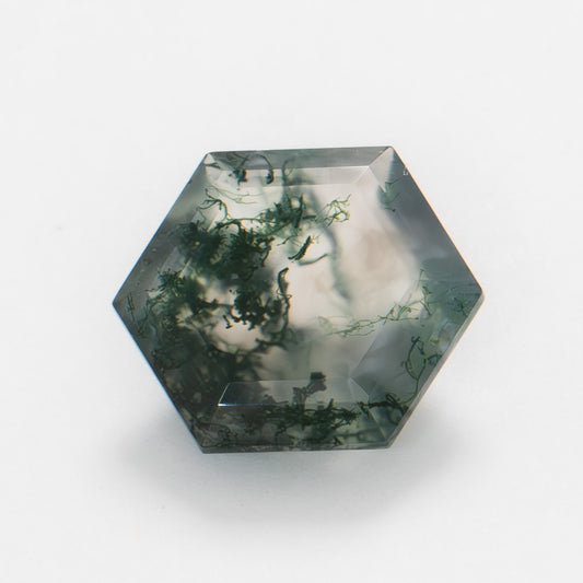 10mm Hexagon Green Moss Agate