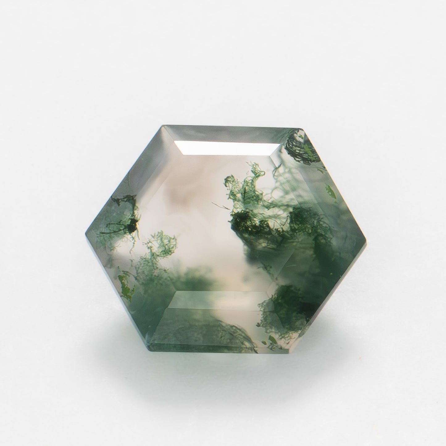 10mm Hexagon Green Moss Agate