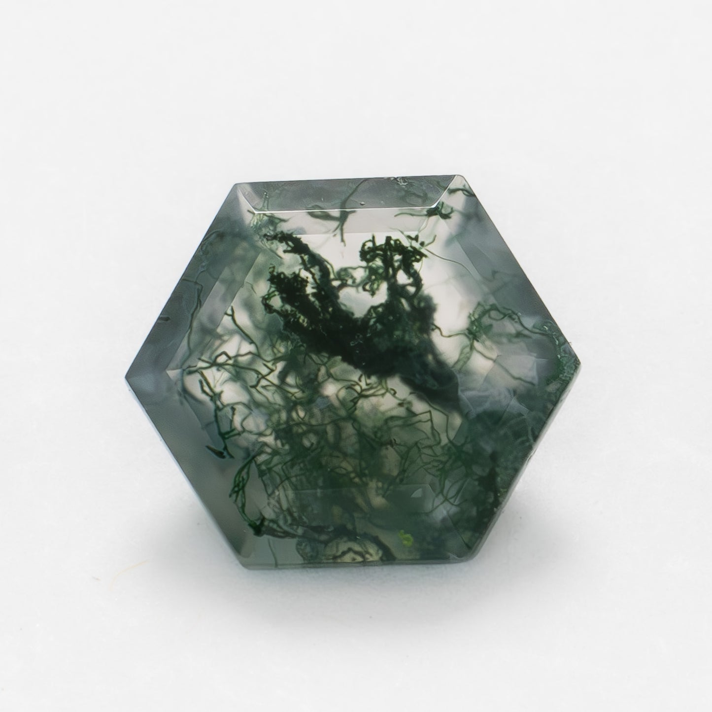 10mm Hexagon Green Moss Agate