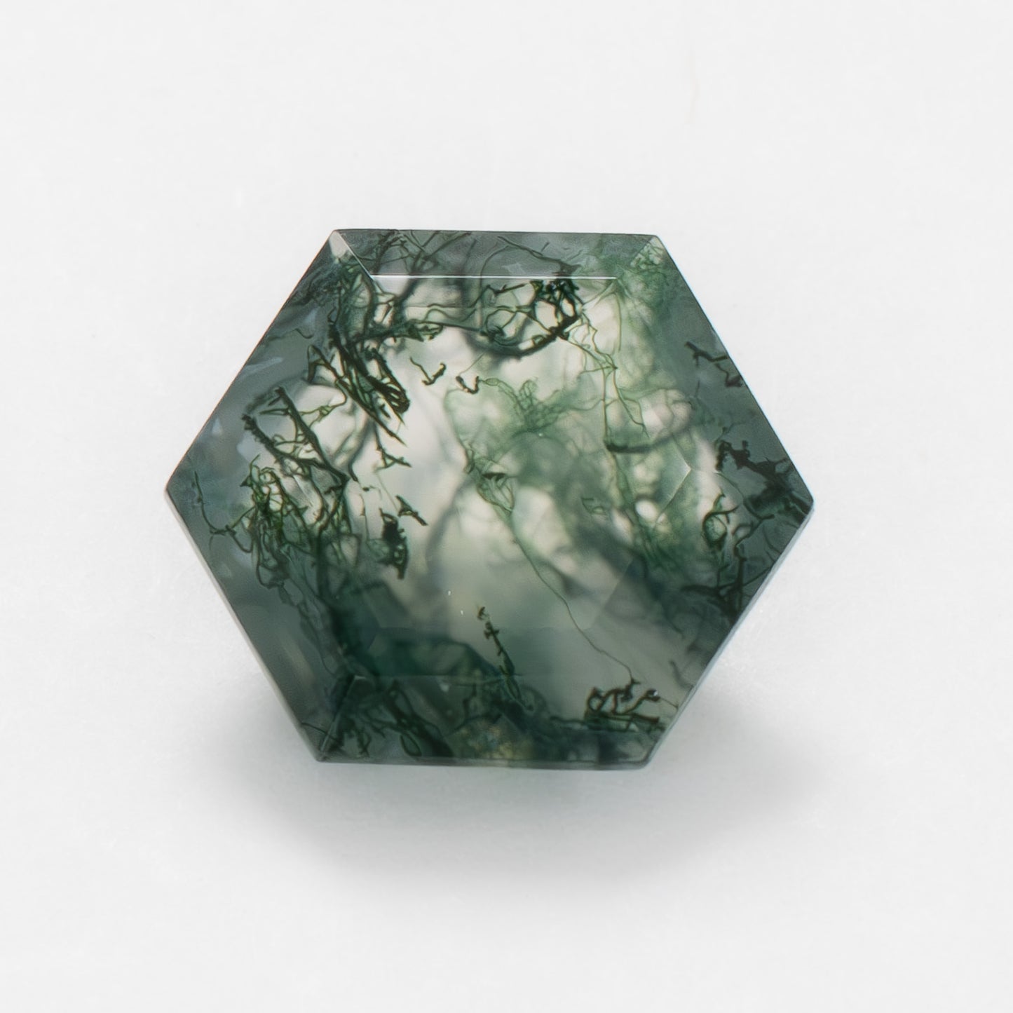10mm Hexagon Green Moss Agate