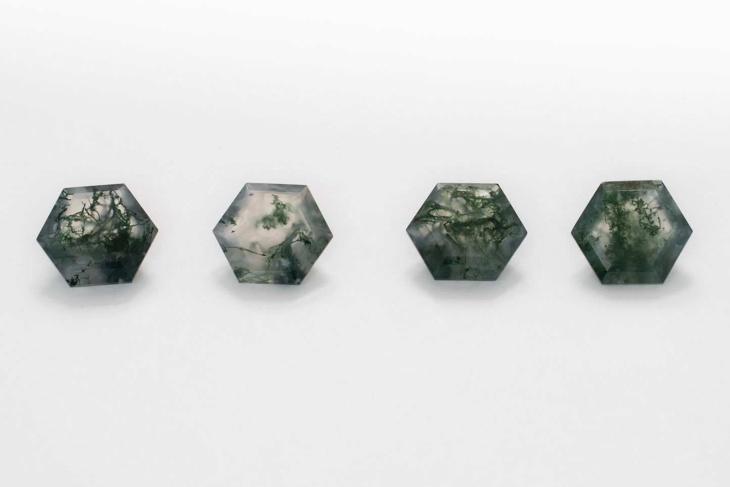 12mm Hexagon Green Moss Agate