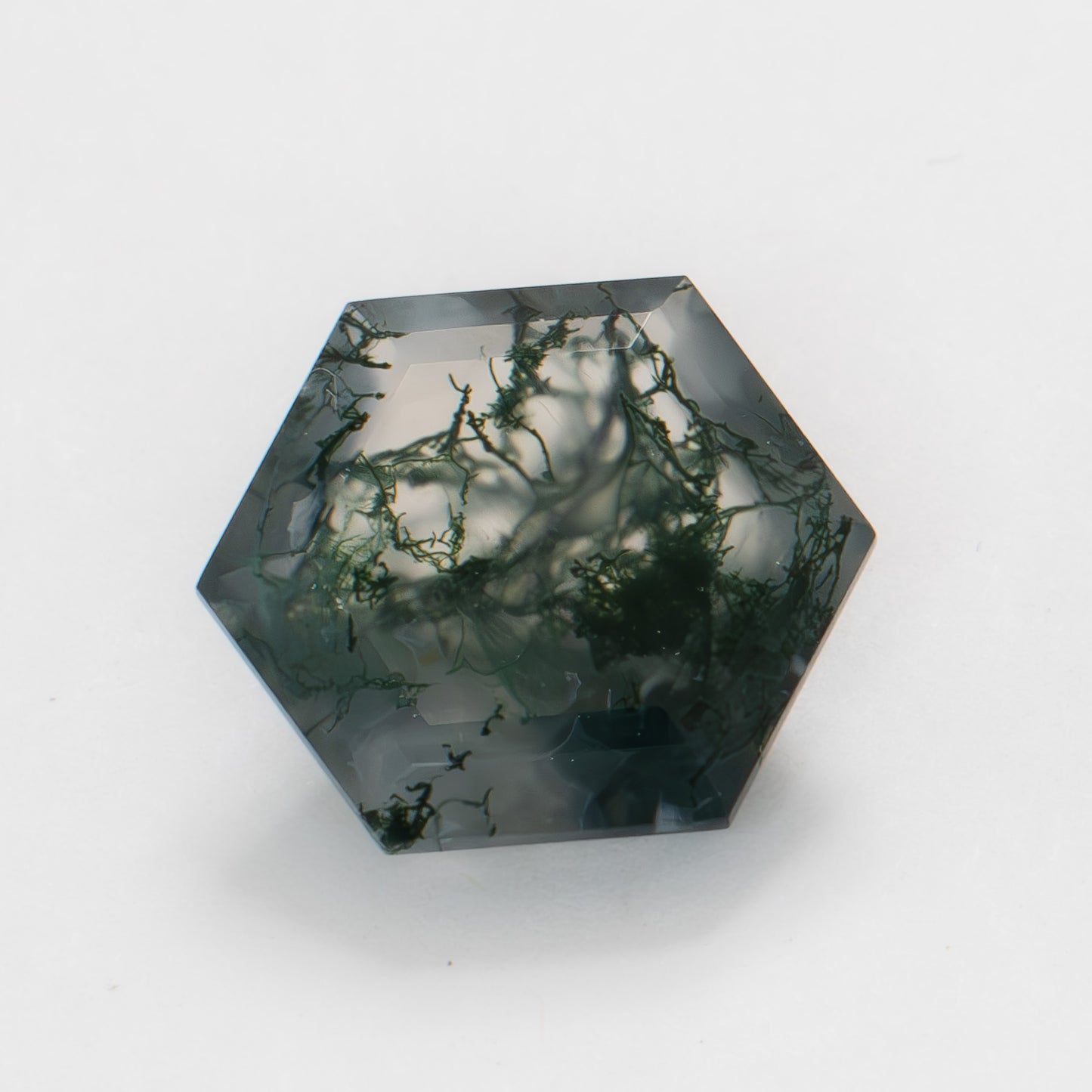 12mm Hexagon Green Moss Agate