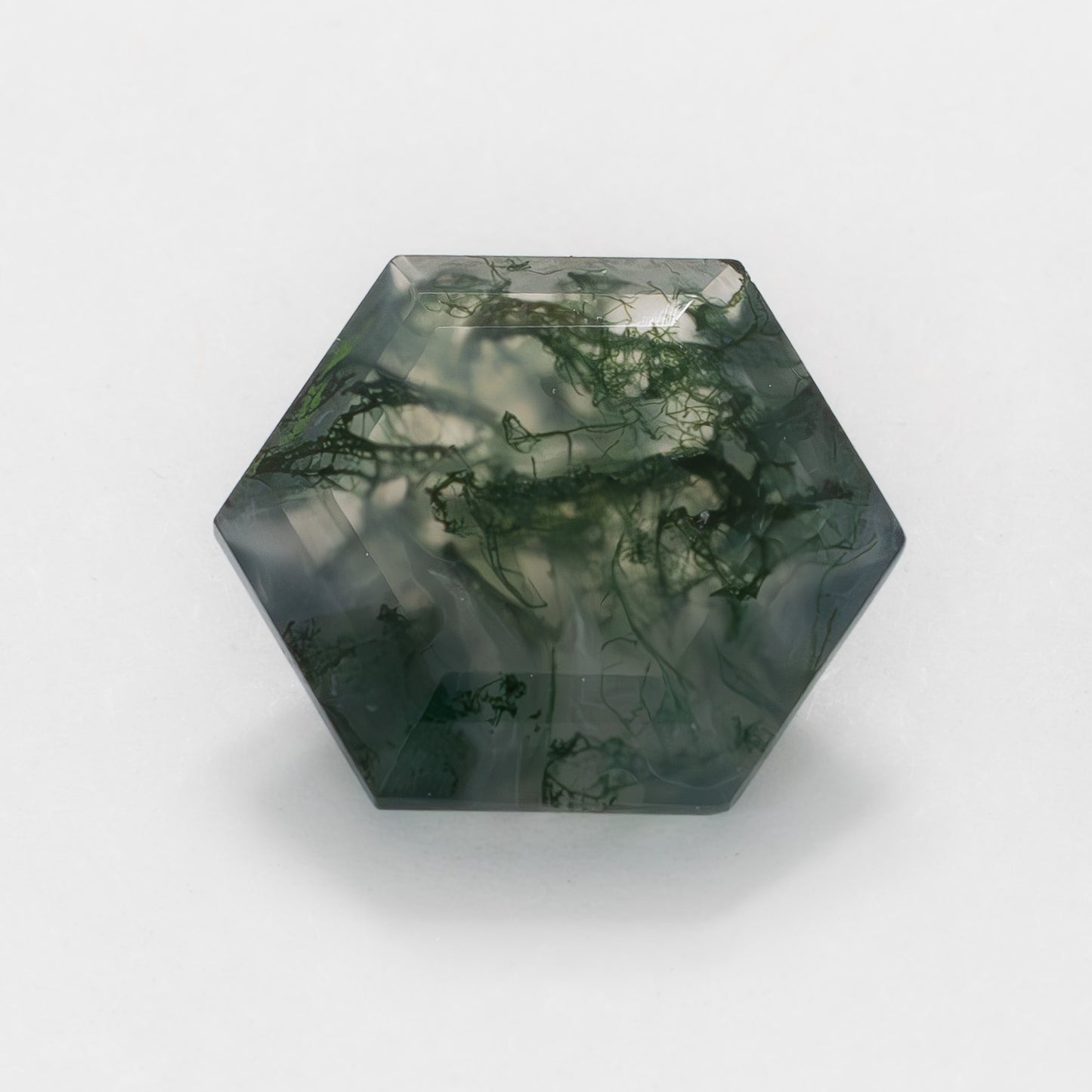 12mm Hexagon Green Moss Agate