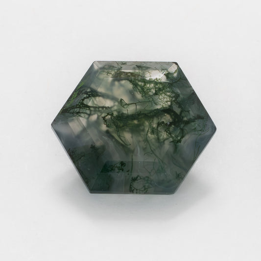 12mm Hexagon Green Moss Agate