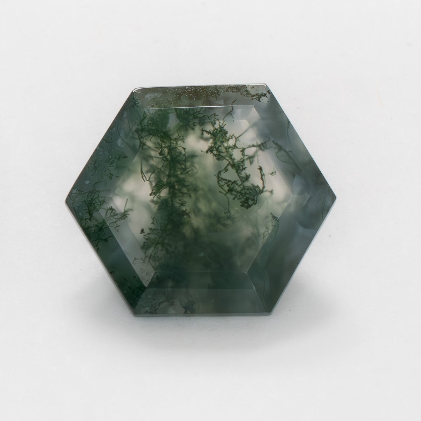12mm Hexagon Green Moss Agate
