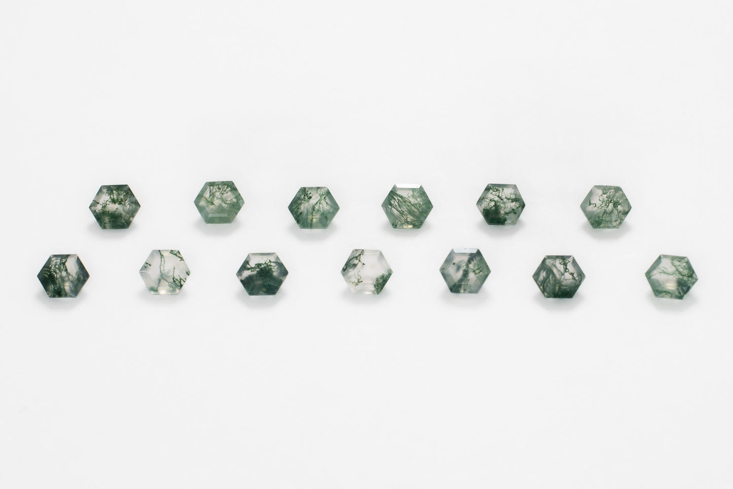 6mm Hexagon Green Moss Agate