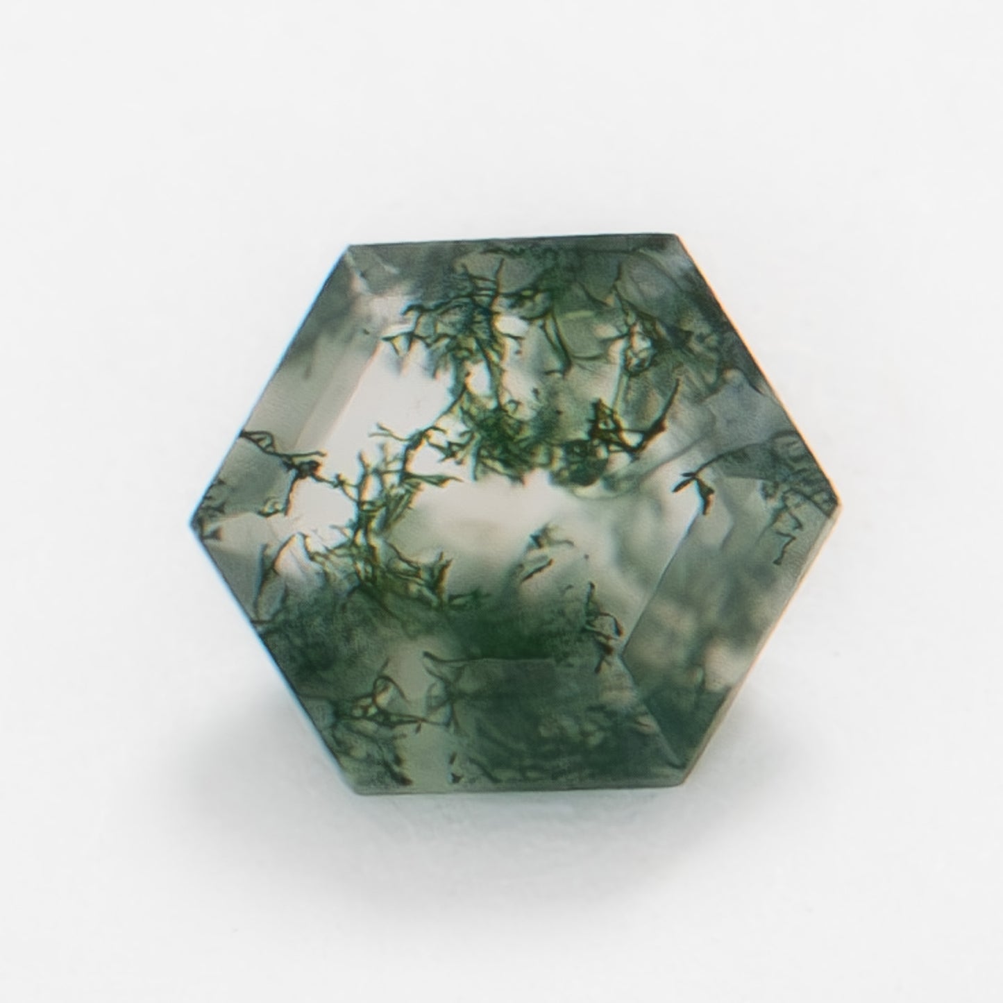 6mm Hexagon Green Moss Agate