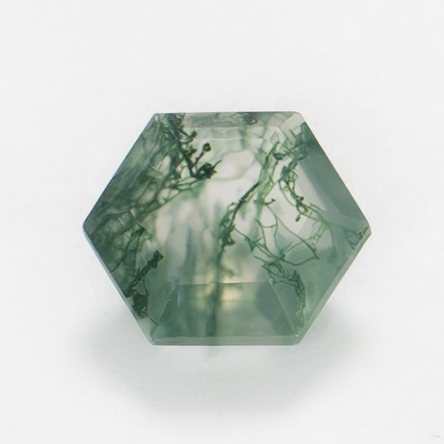 6mm Hexagon Green Moss Agate