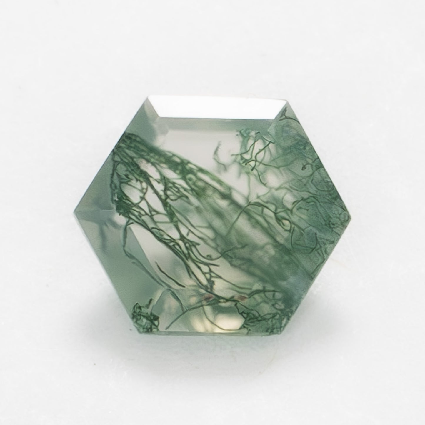6mm Hexagon Green Moss Agate