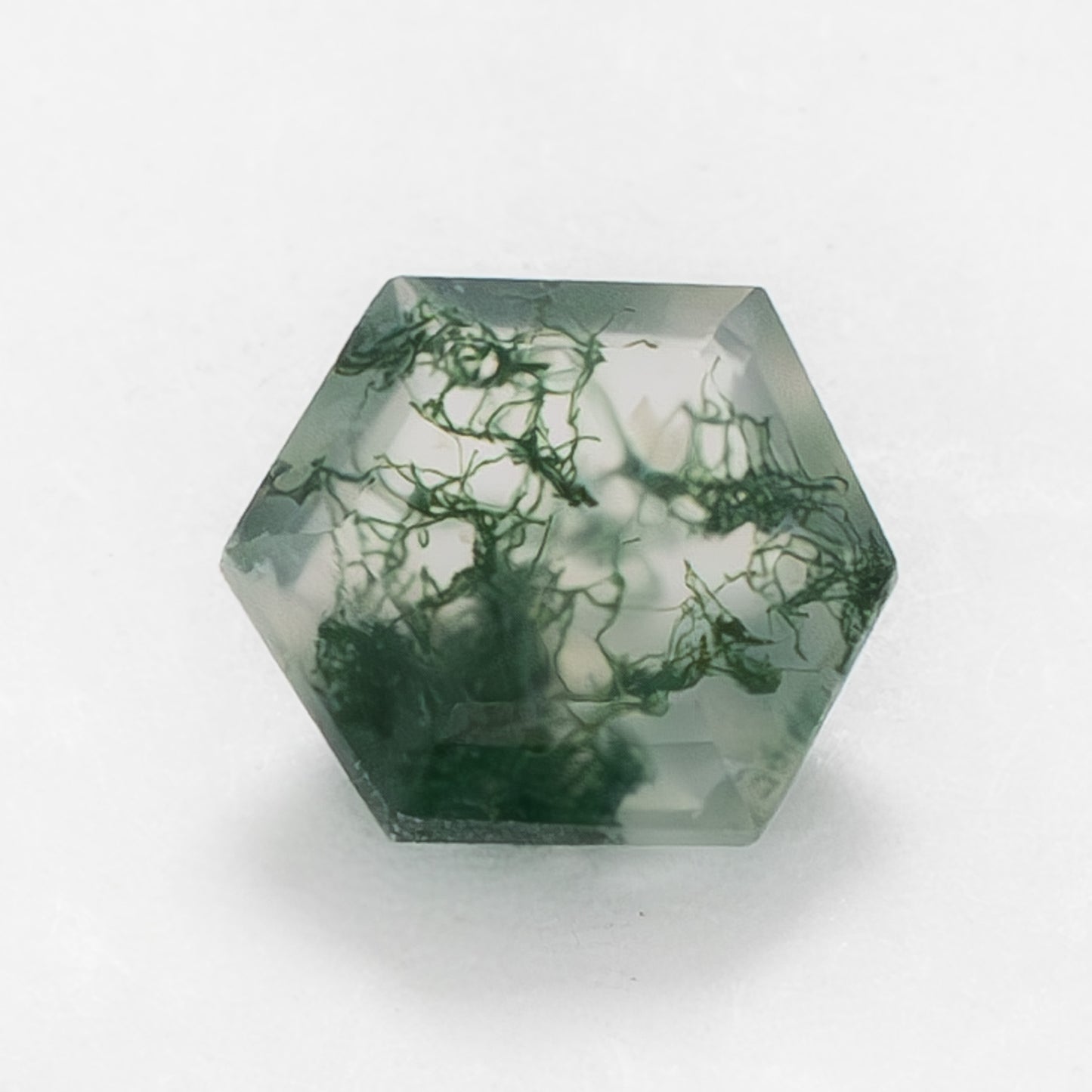 6mm Hexagon Green Moss Agate