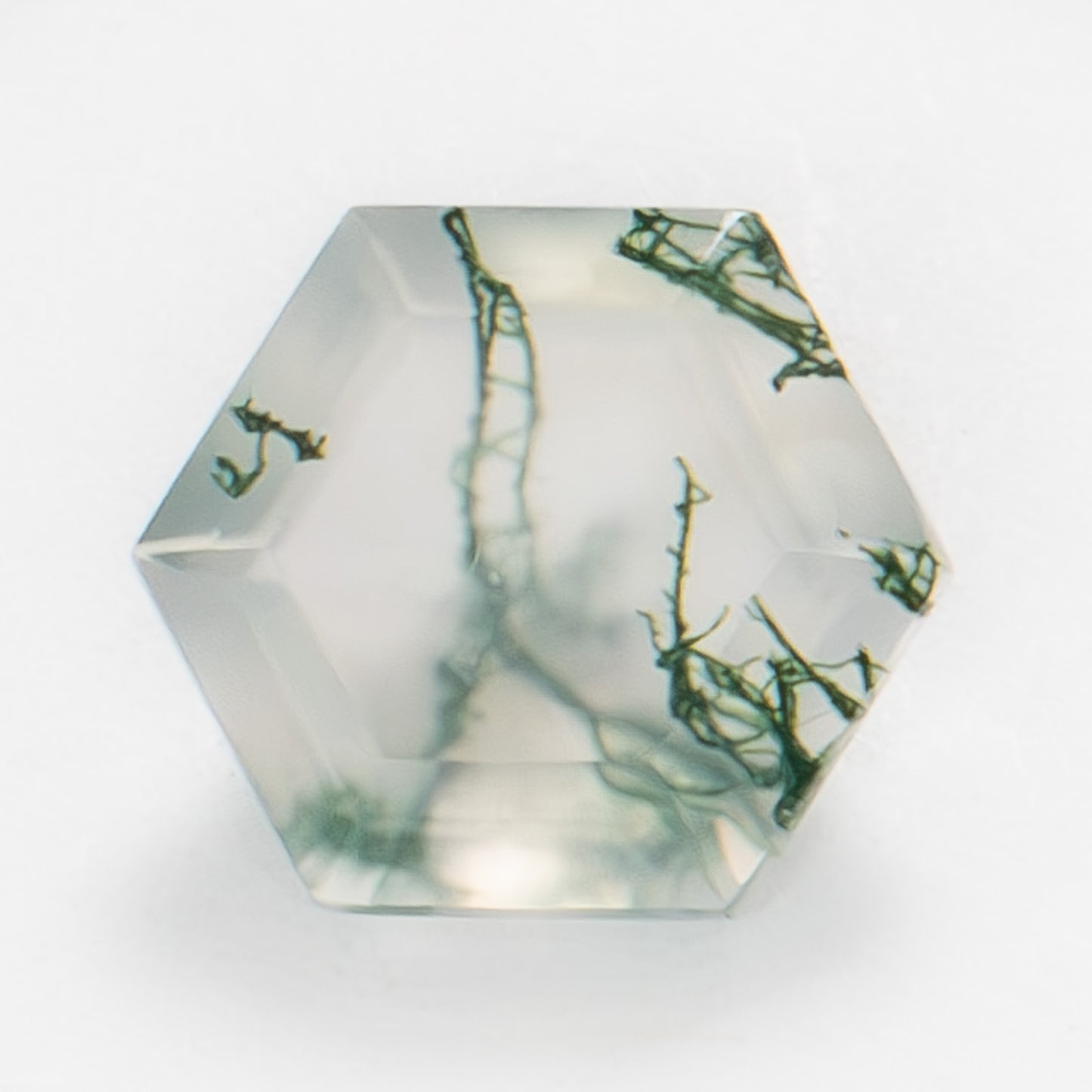6mm Hexagon Green Moss Agate