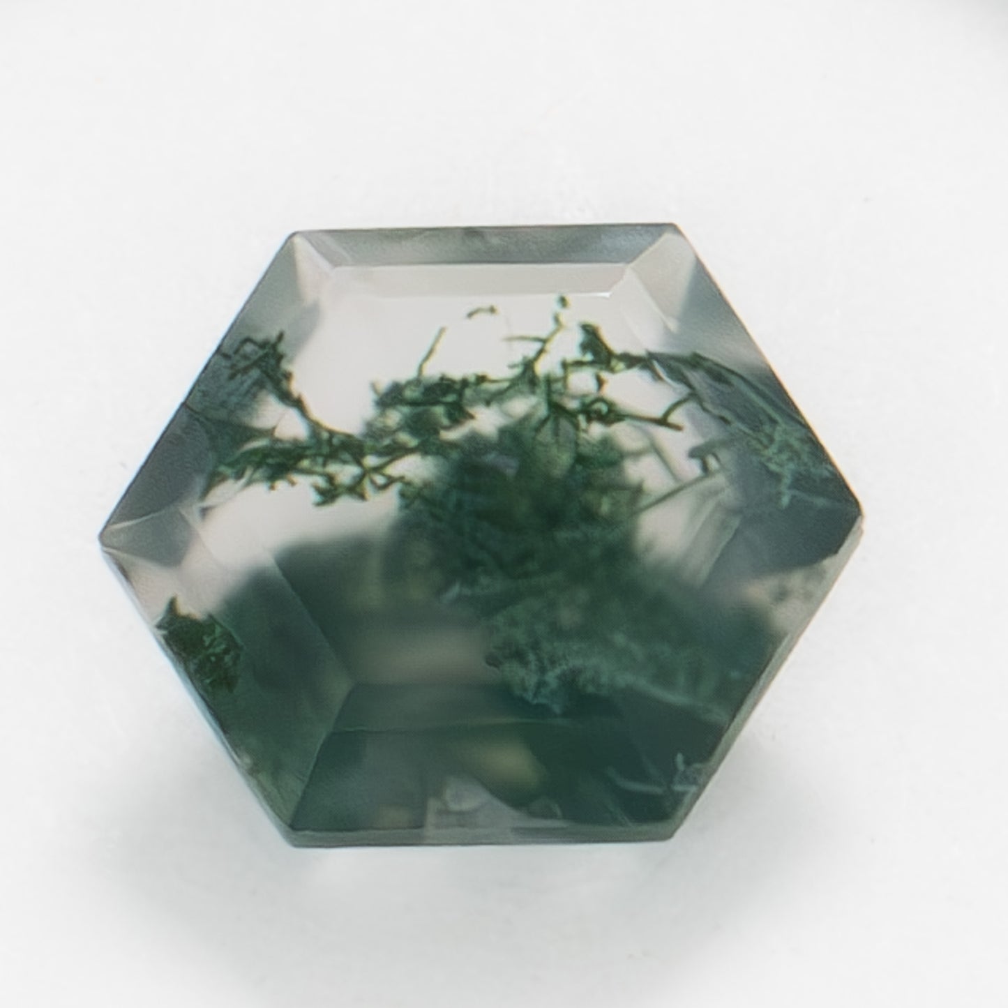 6mm Hexagon Green Moss Agate