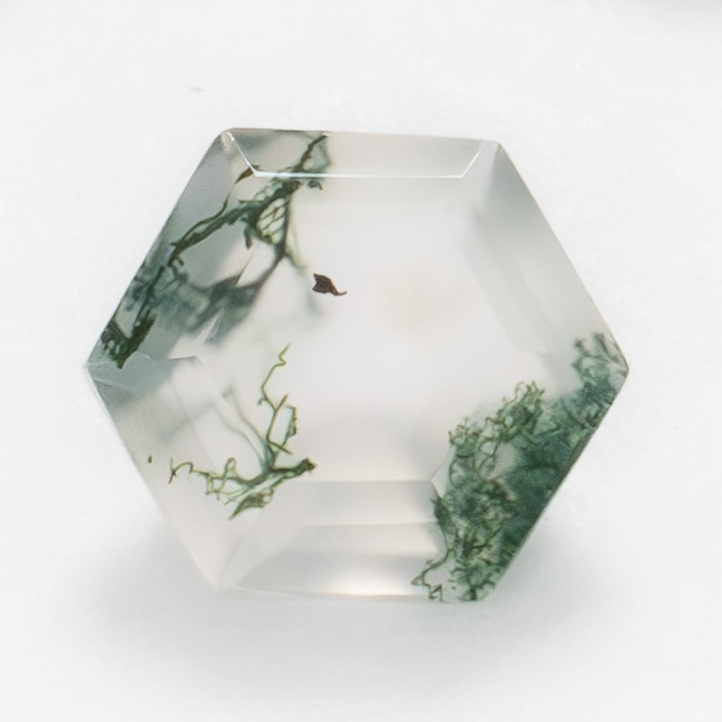 6mm Hexagon Green Moss Agate