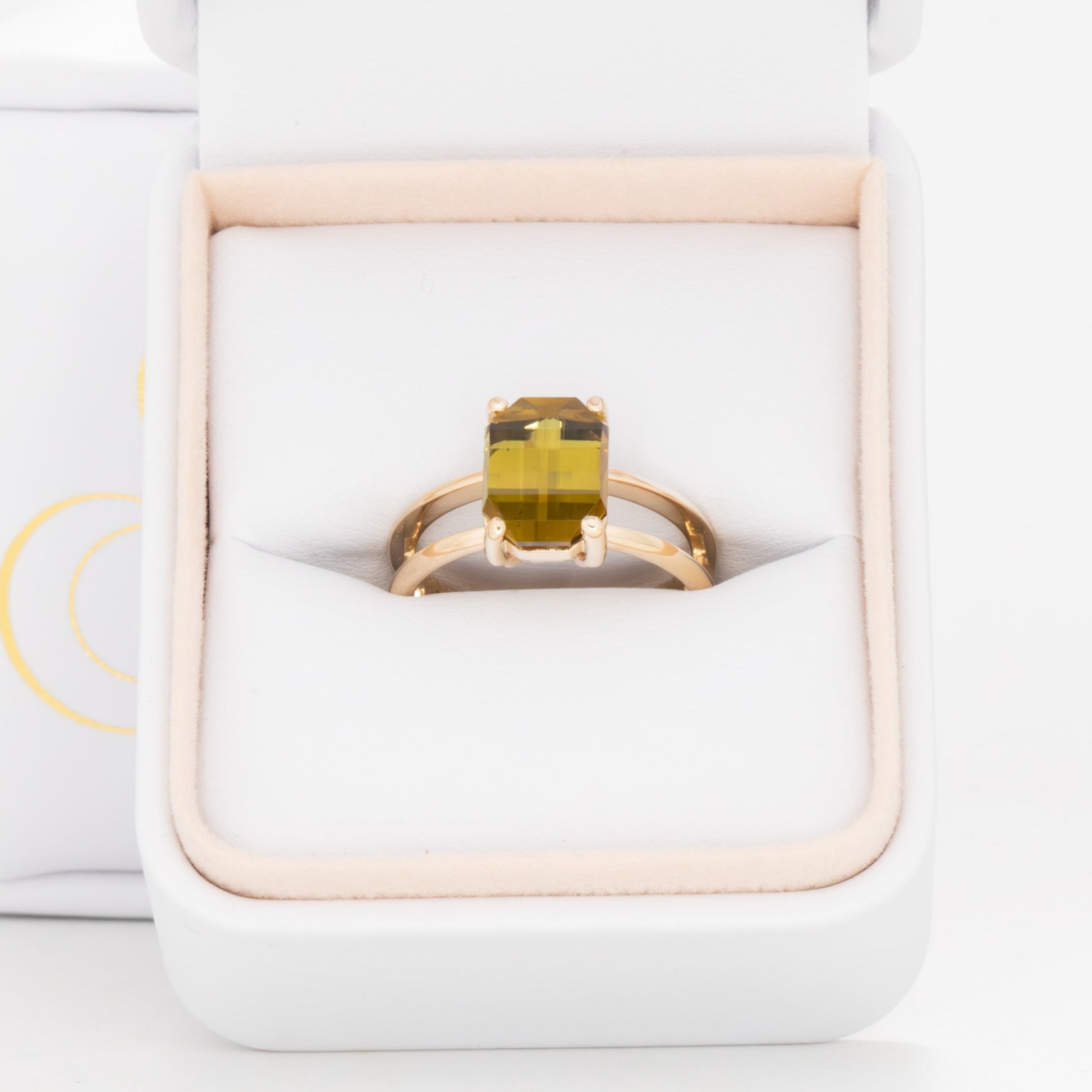 Keava solitaire ring with green tourmaline