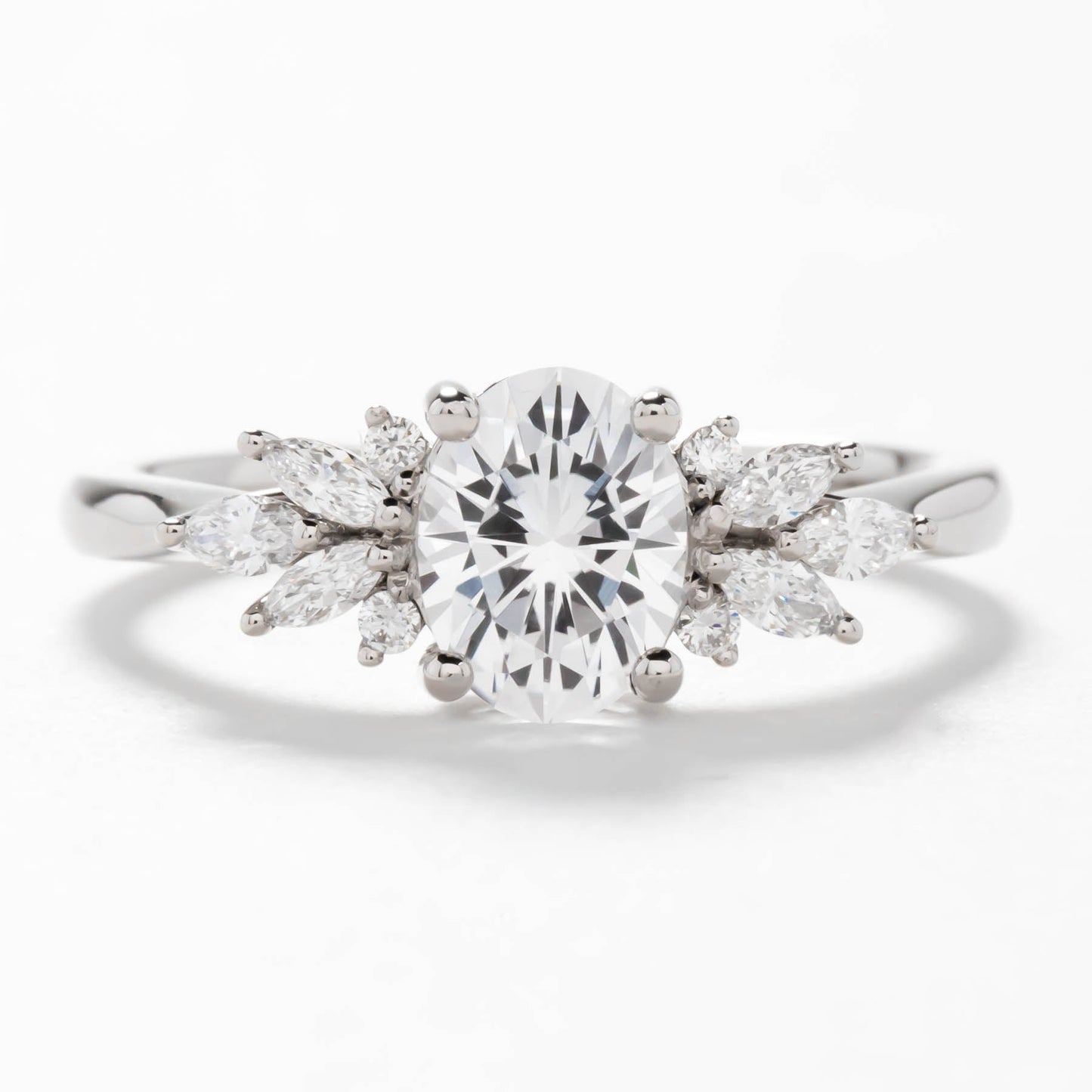 Kinda oval lab diamond engagement ring