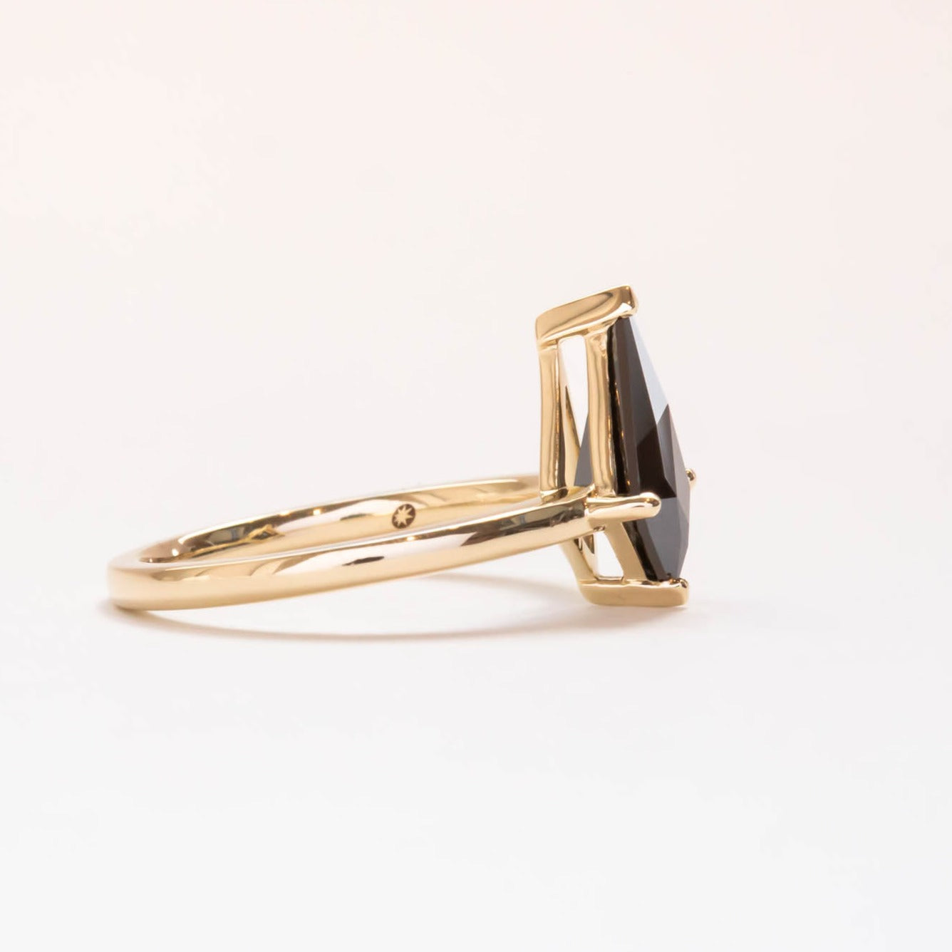 Kite solitaire engagement ring with black moissanite