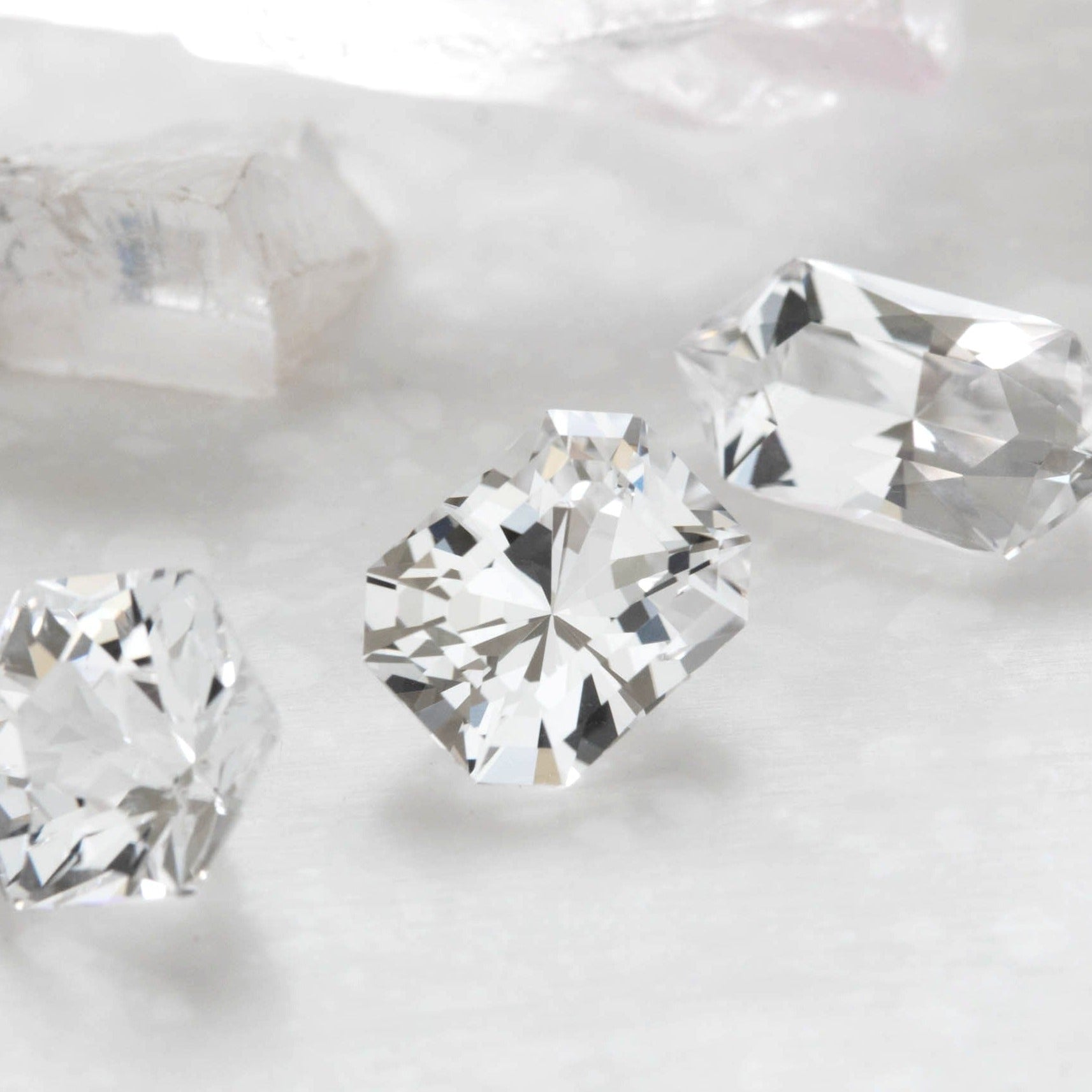 glacier white lab created sapphire