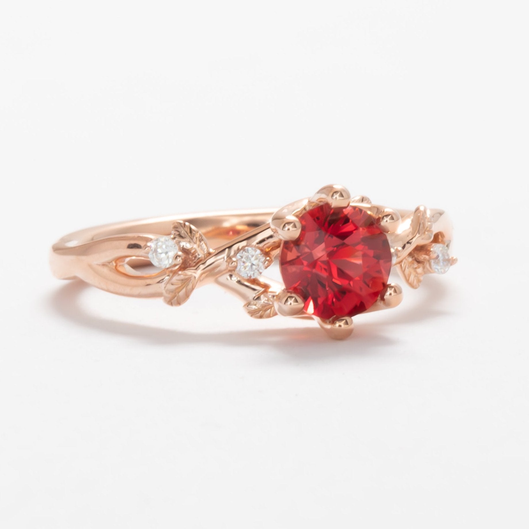 Lillian engagement ring in rose gold with lab ruby