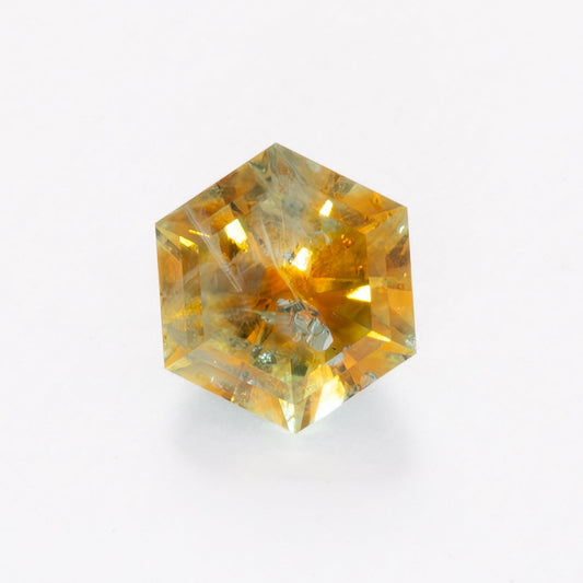 MS0214 orange and white bi-color montana sapphire hex