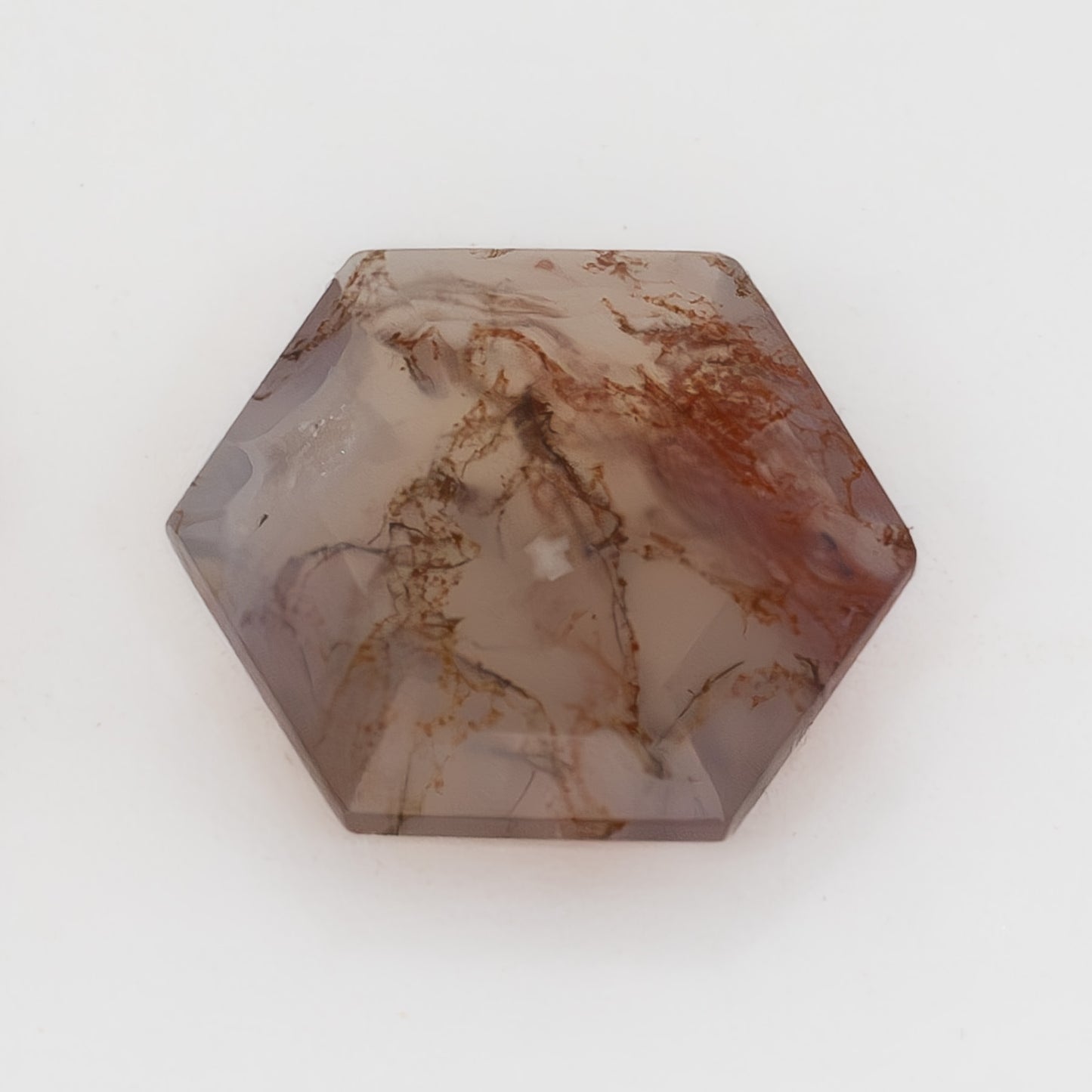 8mm Hexagon Red Moss Agate