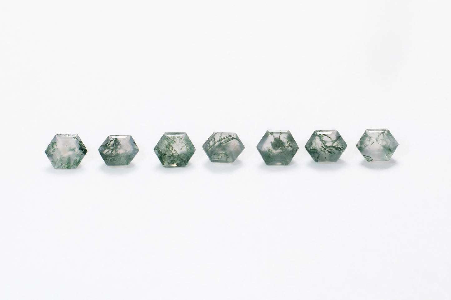 7mm Hexagon Green Moss Agate